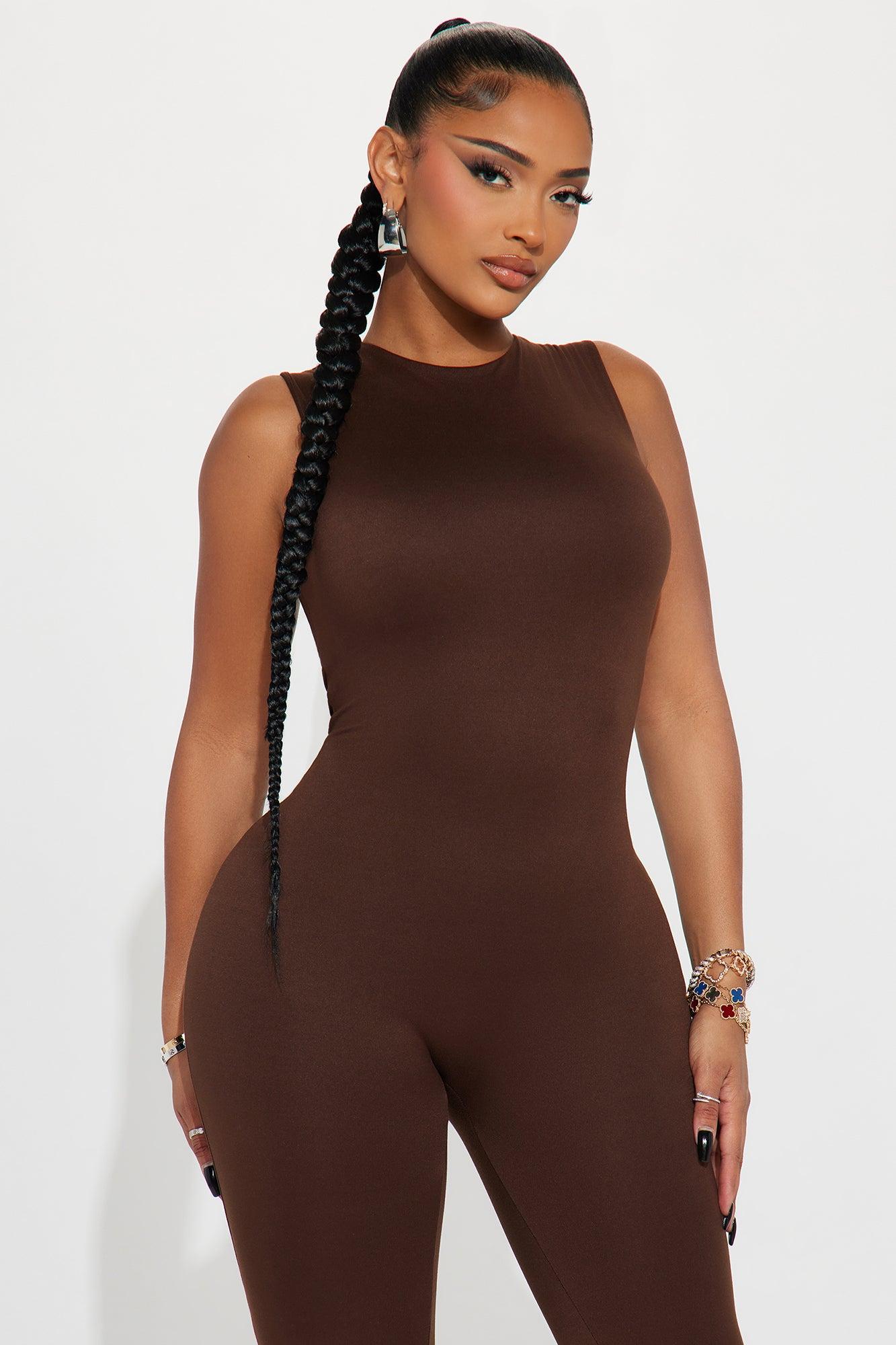 Got Me Obsessed Double Lined Jumpsuit  - Chocolate Product Image