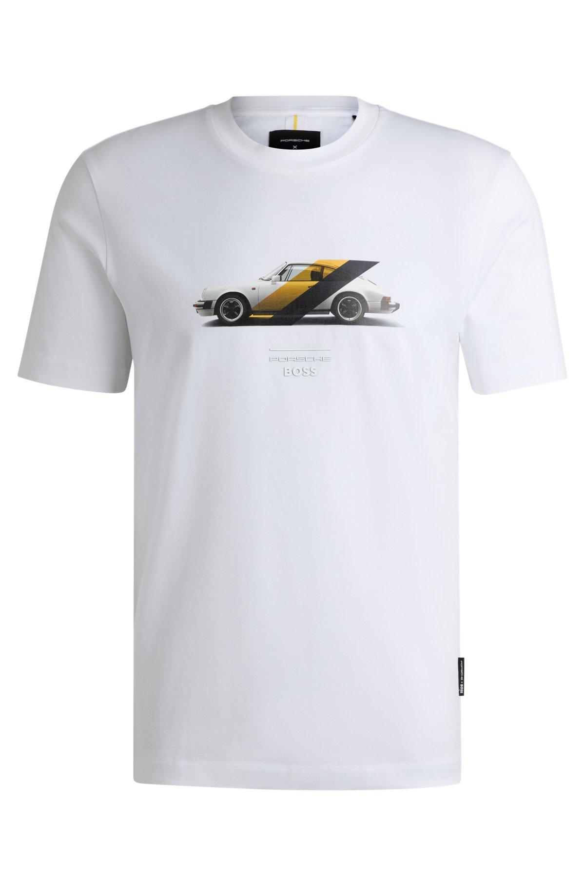 Porsche x BOSS mercerized-cotton T-shirt with collaborative branding Product Image