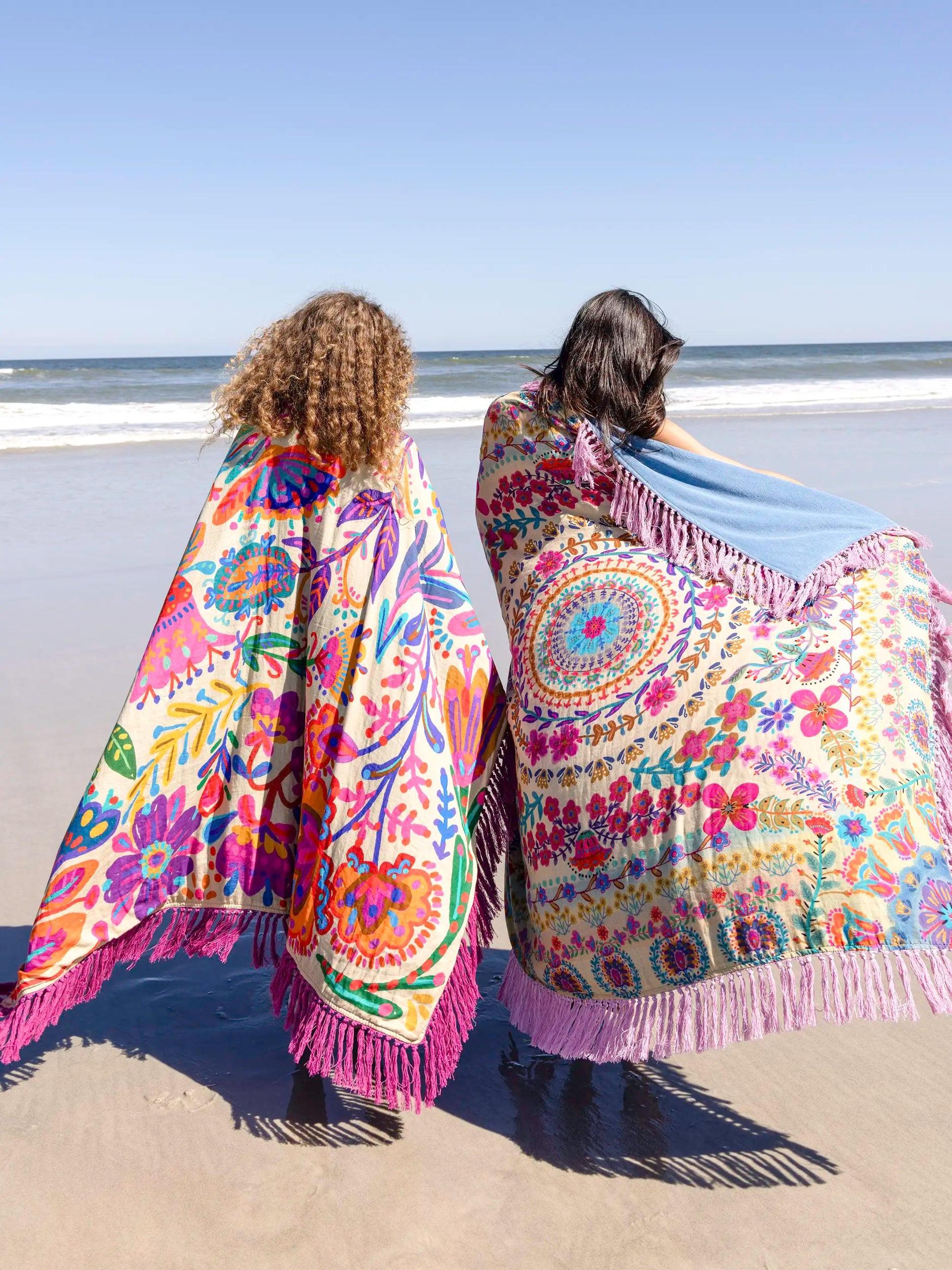 XL Shabana Beach Towel - Rainbow Cream Floral Product Image