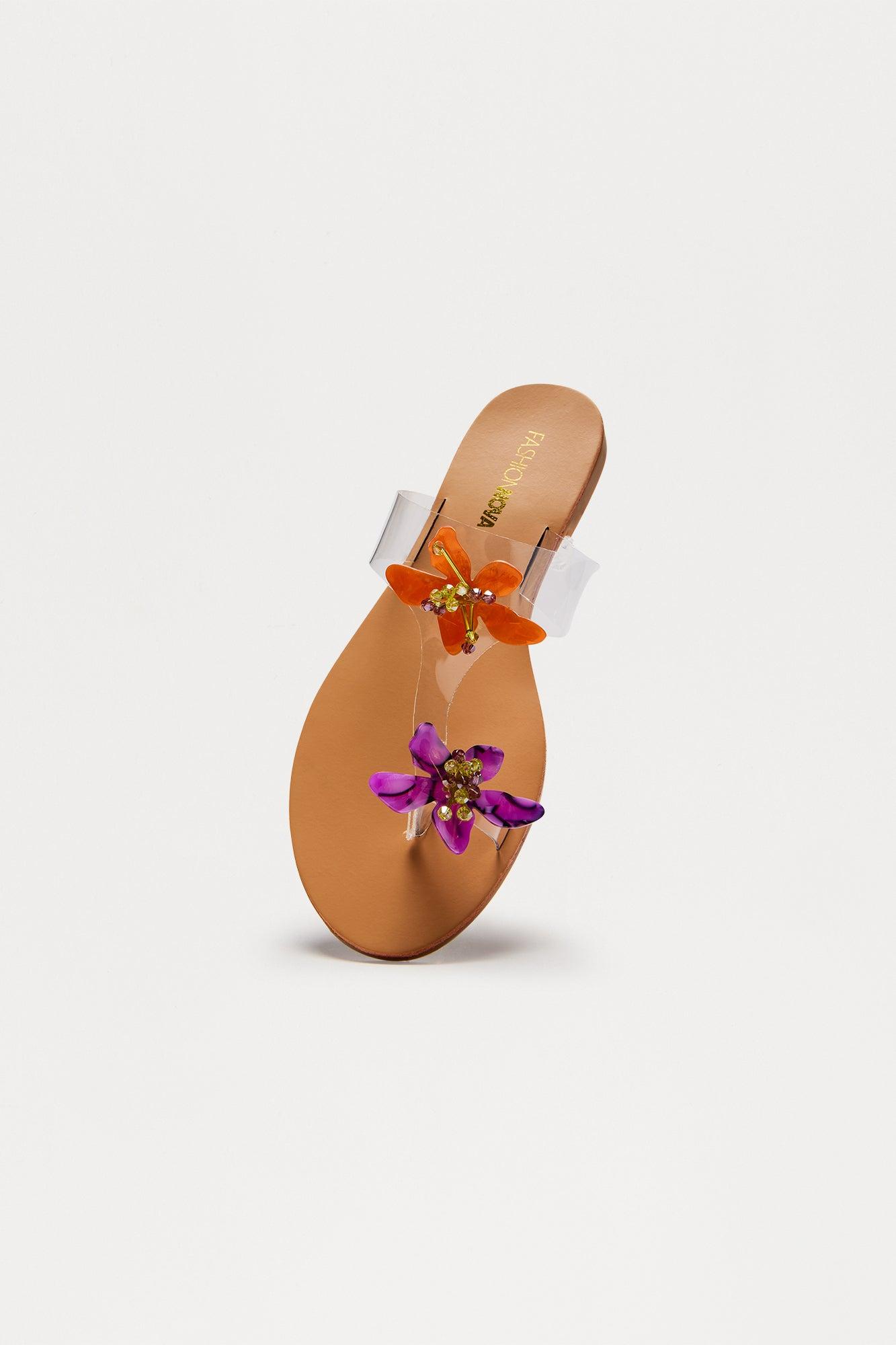 Petite Petals Toe Ring Flip Flops - Nude Female Product Image