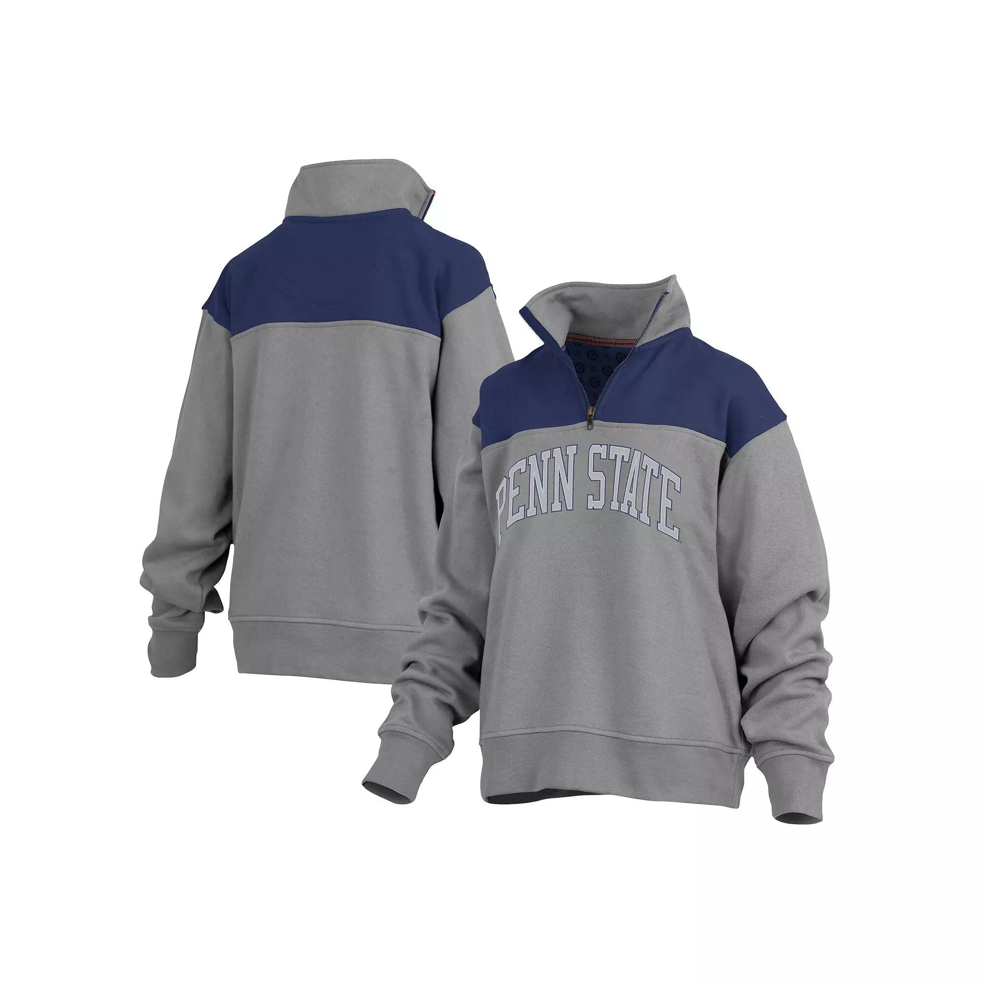 Women's Pressbox Gray Penn State Nittany Lions Avon Fleece Quarter-Zip Jacket, Size: Large, Grey Product Image
