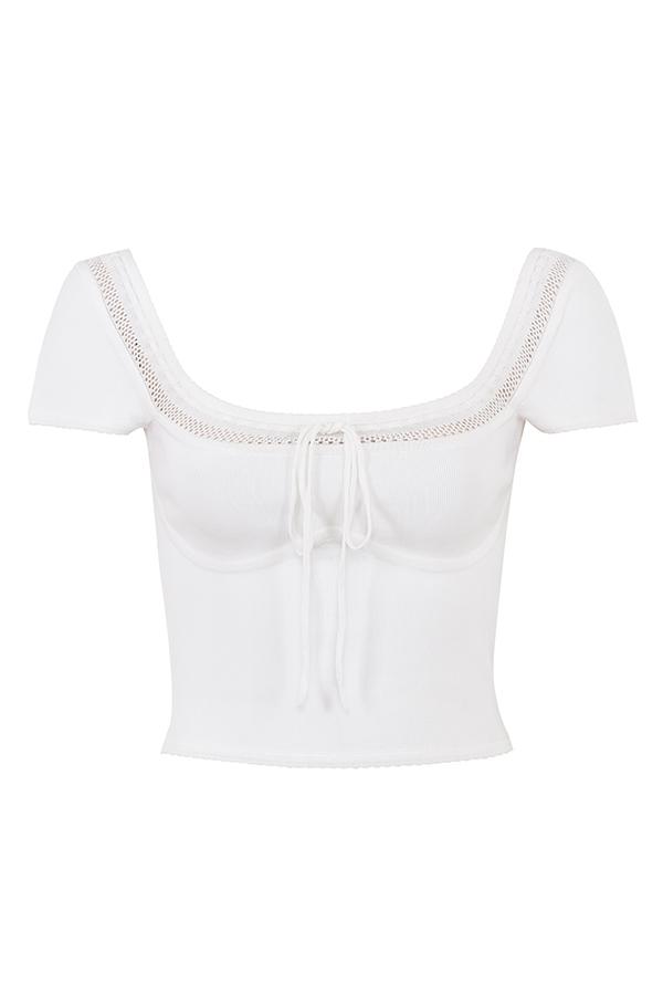 Nola  ivory dainty knit top Product Image