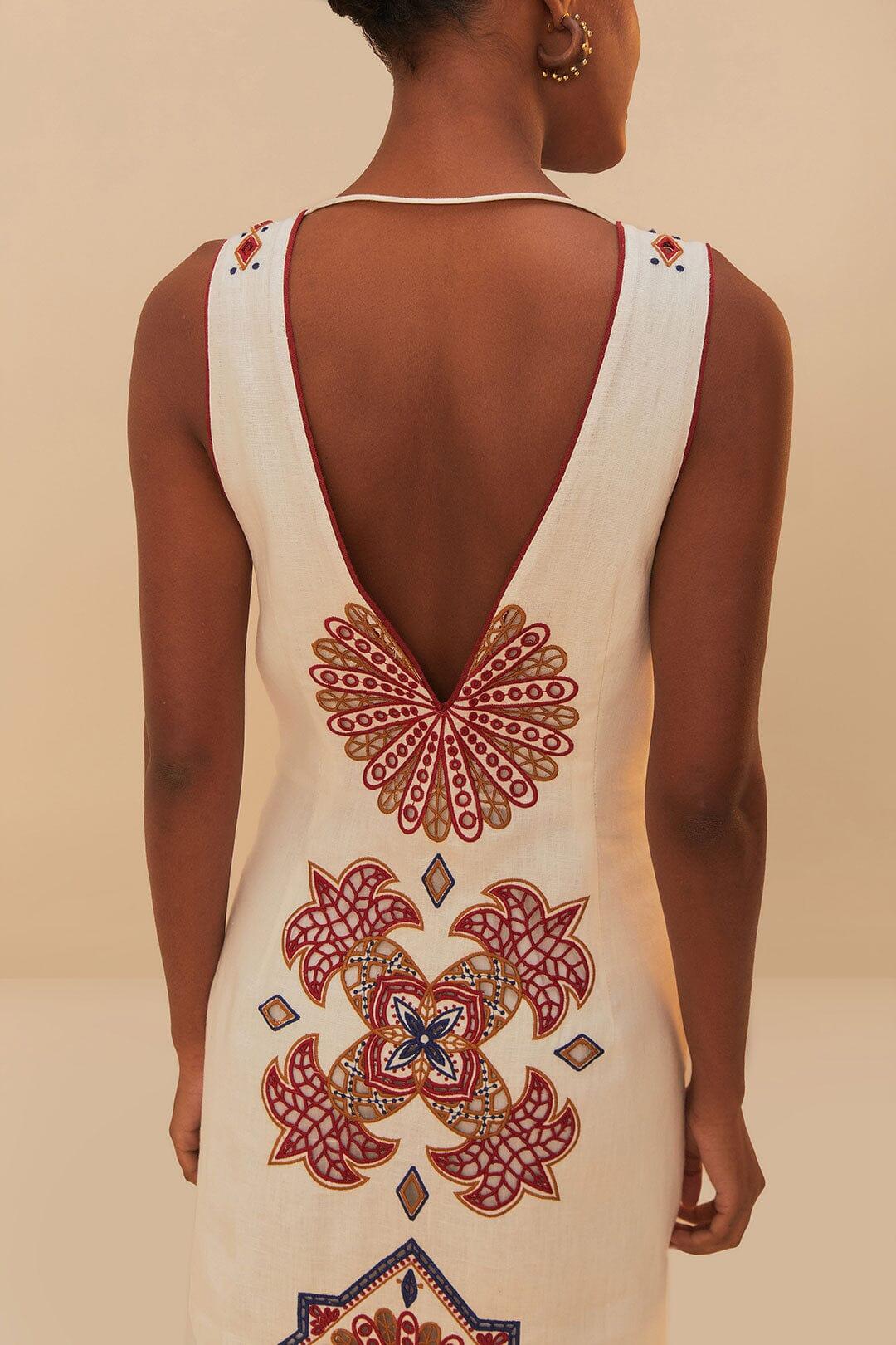 Off-White Marys Tiles Richelieu Euroflax™ Premium Linen Midi Dress Product Image