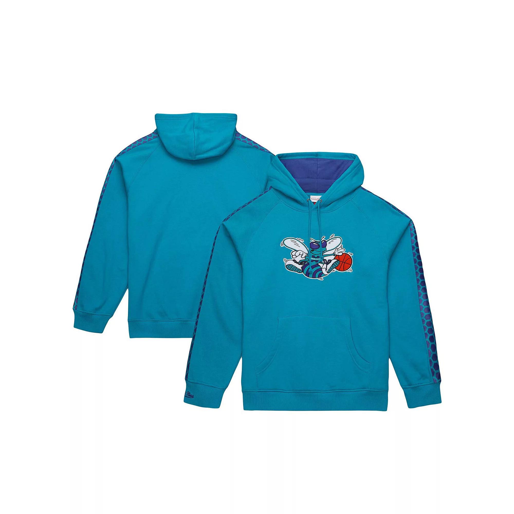 Men's Mitchell & Ness Teal Charlotte Hornets Hardwood Classics Nights Raglan Pullover Hoodie,  Product Image