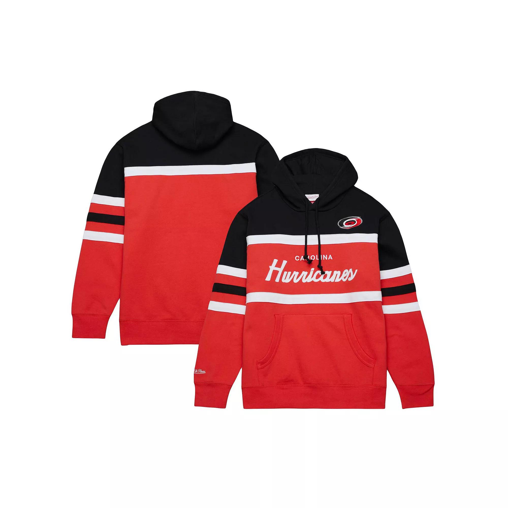 Men's Mitchell & Ness Red/Black Carolina Hurricanes Head Coach Pullover Hoodie,  Product Image