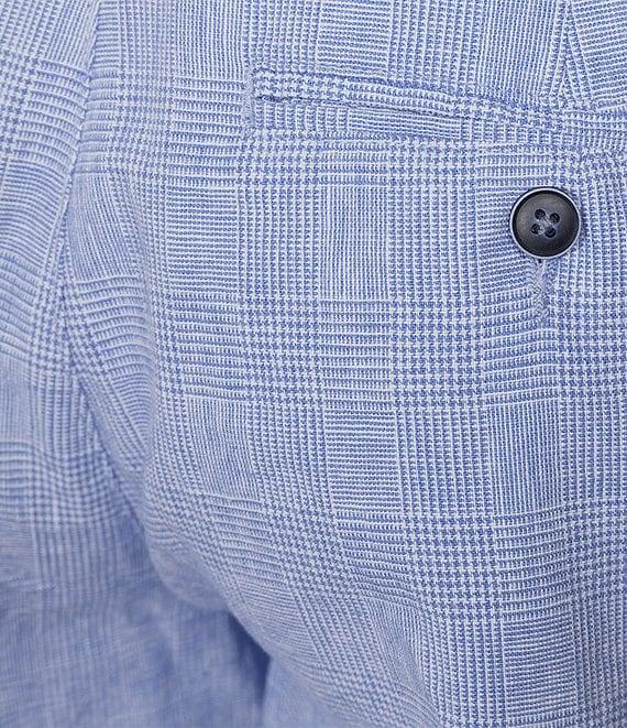 Roundtree & Yorke Luxury Linen 9#double; Flat Front Glen Plaid Shorts Product Image
