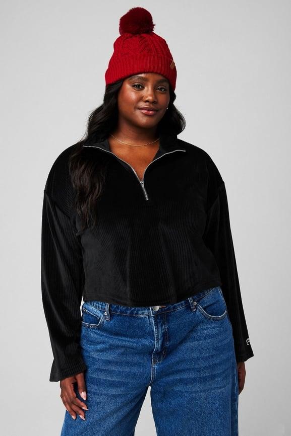 Plush Rib Half Zip Sweatshirt Product Image