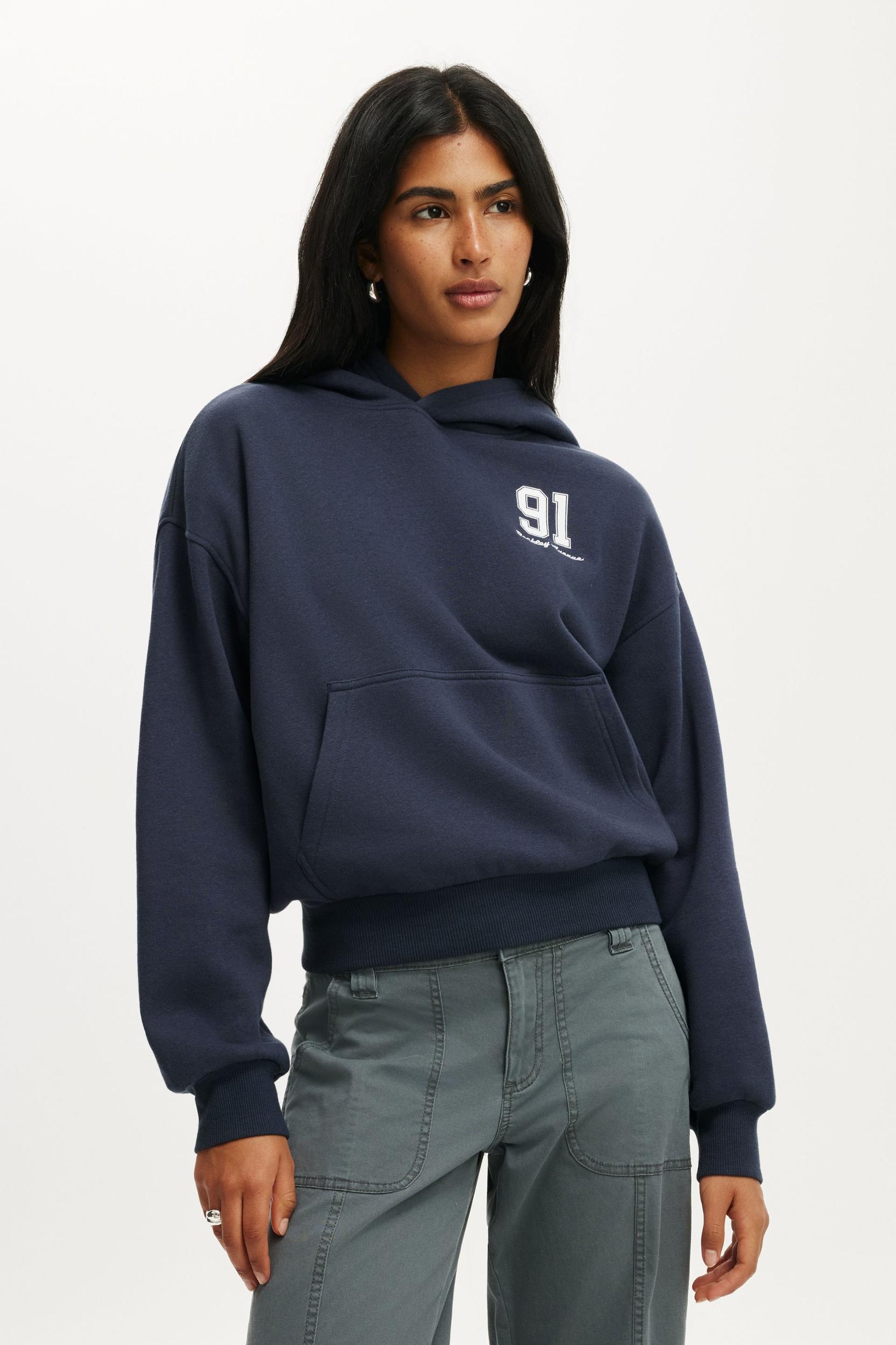 Graphic Boxy Fleece Hoodie Product Image