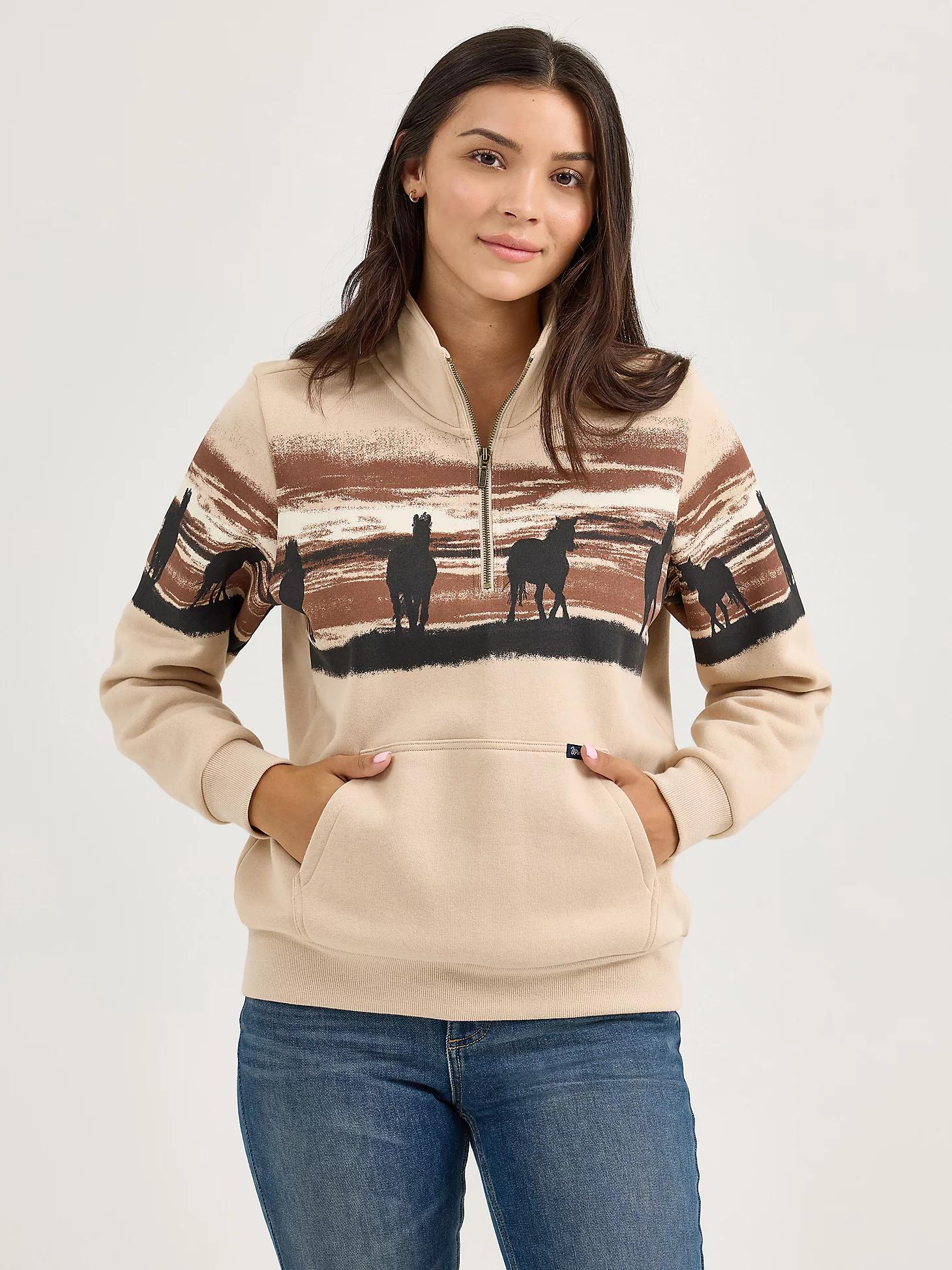 Women's Western Quarter Zip Sweatshirt | Women's JACKETS & OUTERWEAR | Wrangler® Product Image
