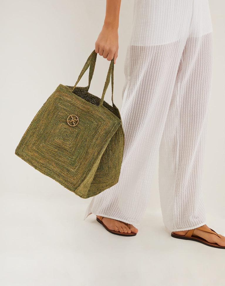 Raffia Pyramid Bag - Green Product Image