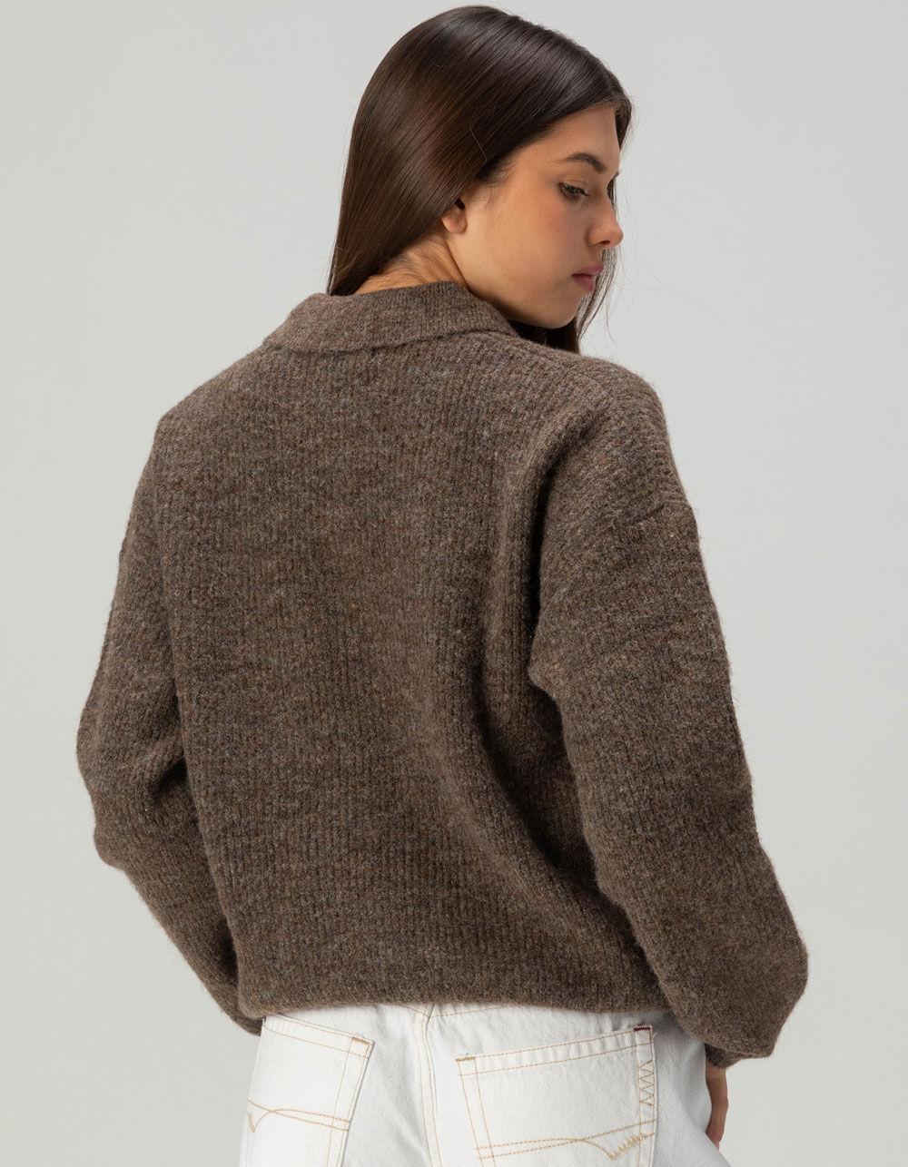 BDG Urban Outfitters Lofty Knit Womens Rugby Sweater - CHOCOLATE Product Image