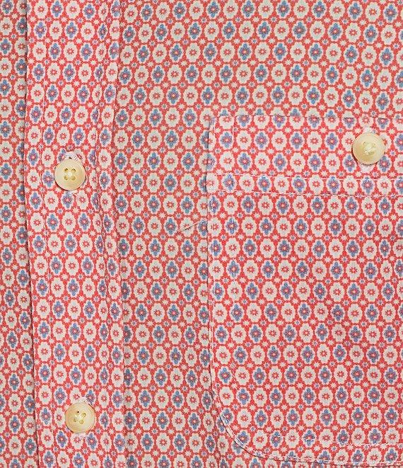 Rowm Rec + Relax Short Sleeve Geometric Print Knit Button-Front Shirt Product Image