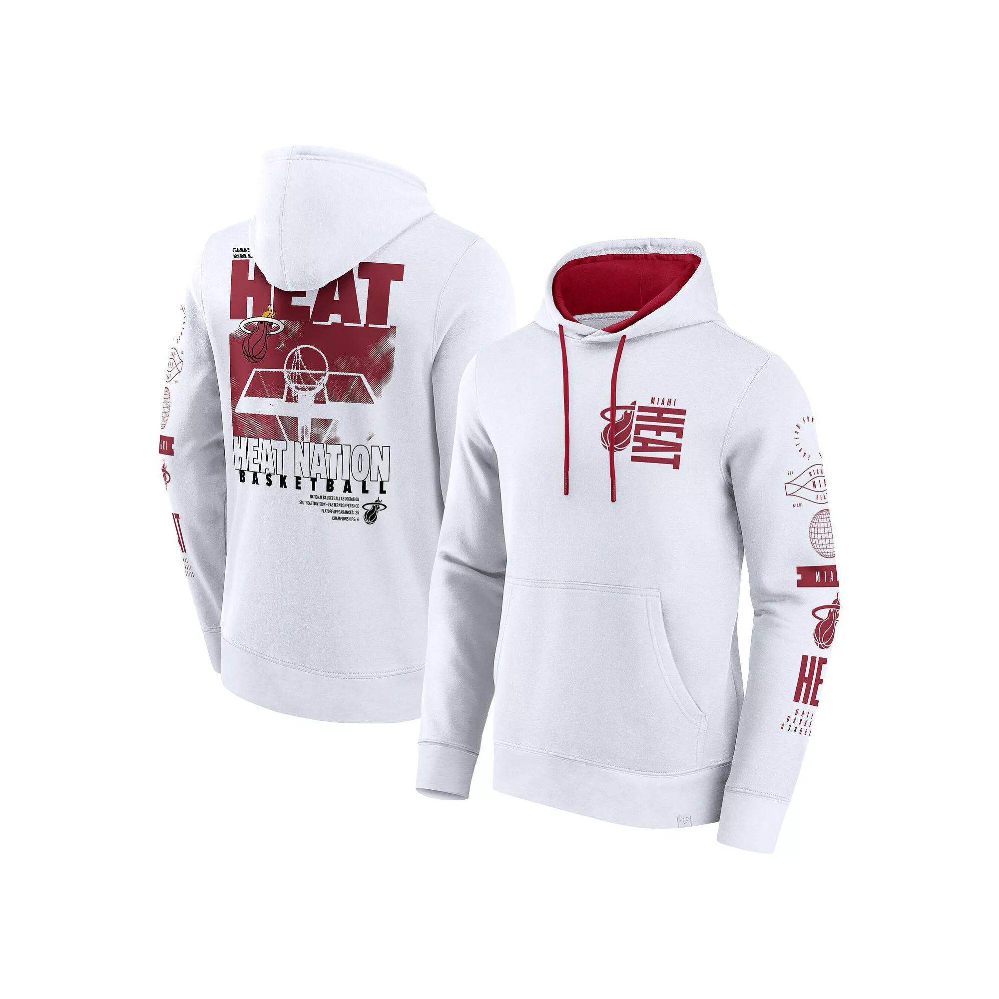 Men's Fanatics White Miami Heat Game Time Crossover Pullover Hoodie,  Product Image