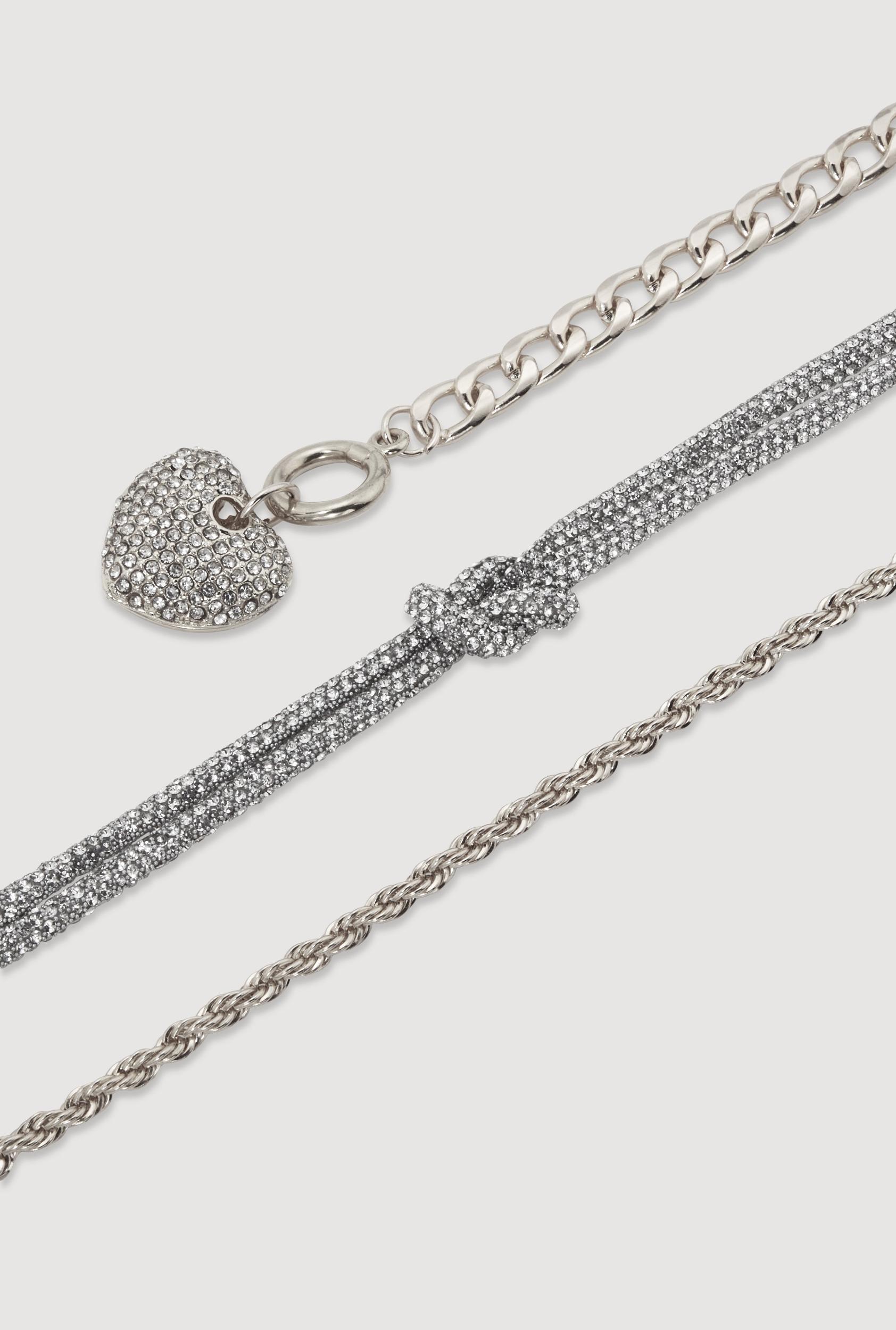 Cubic Zirconia Charm Layered Necklace with Stud Earrings Male Product Image