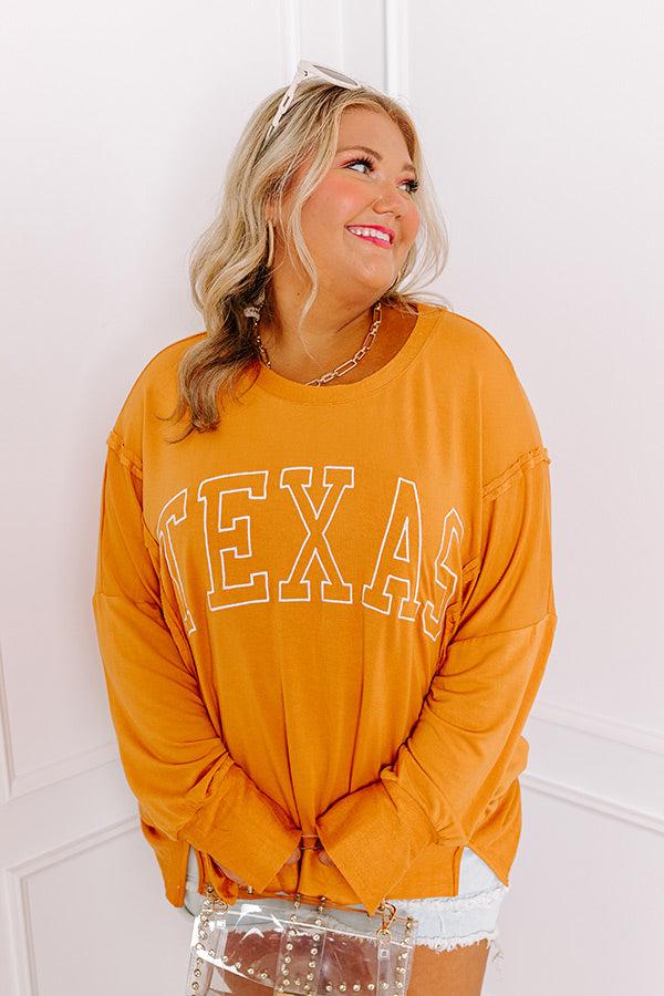 Texas Embroidered Oversized Top in Rust Curves Product Image