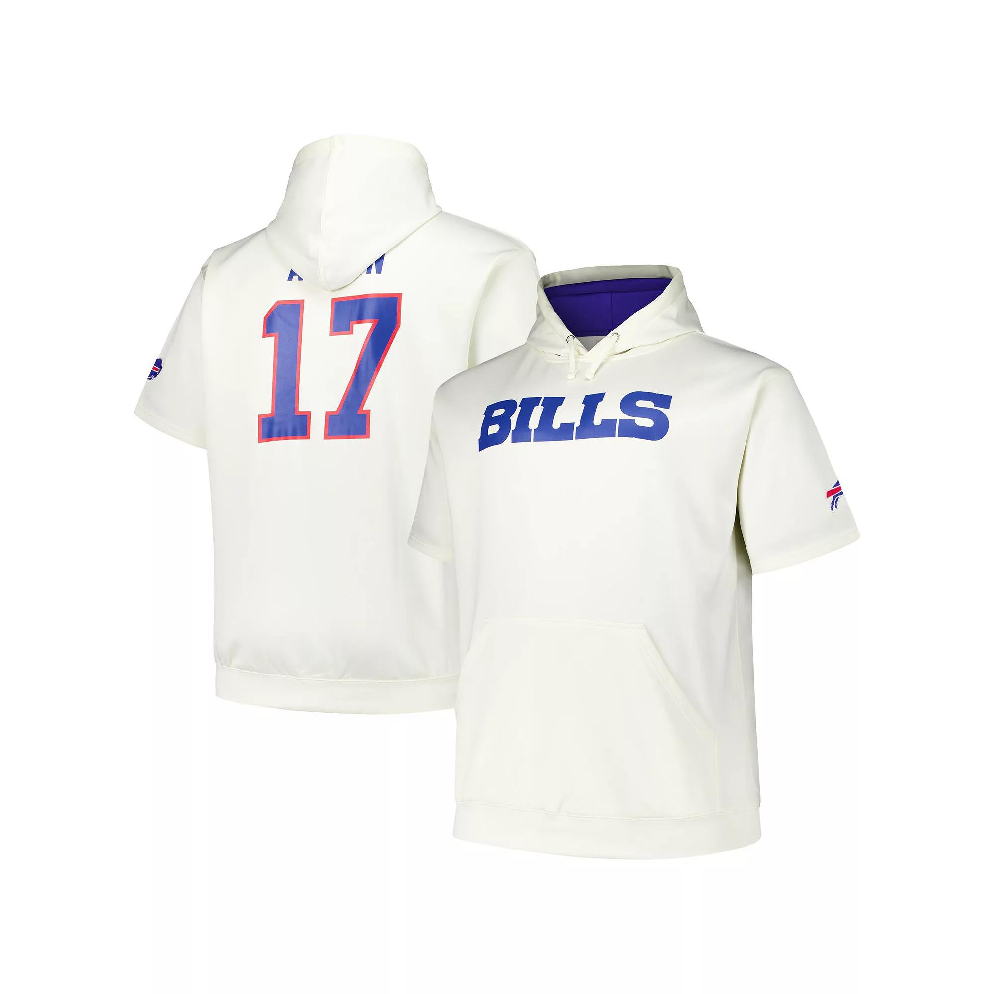 Men's Fanatics Josh Allen Cream Buffalo Bills Big & Tall Short Sleeve Hoodie T-Shirt, Size: 3XB, Beige Product Image