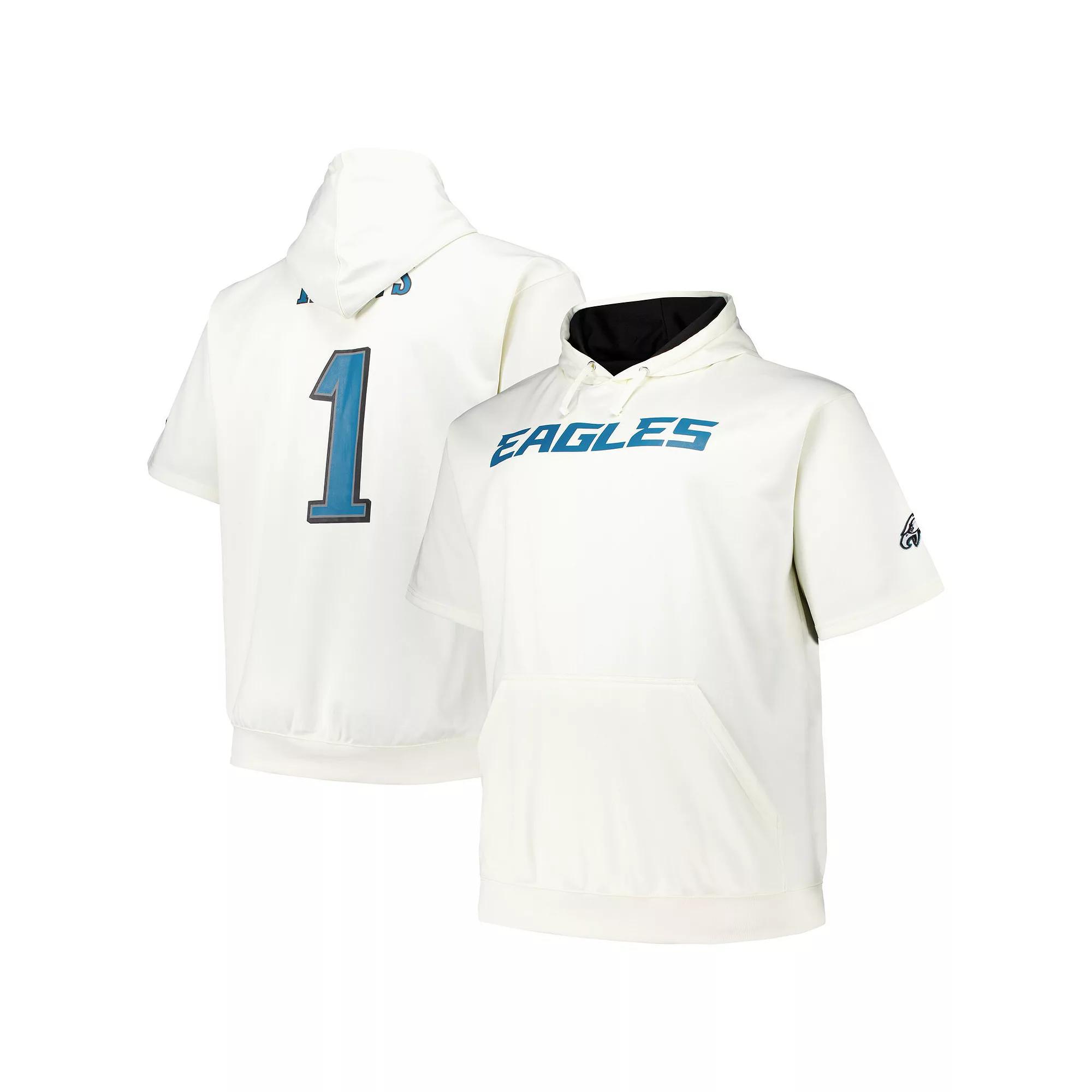 Men's Fanatics Jalen Hurts Cream Philadelphia Eagles Big & Tall Short Sleeve Hoodie T-Shirt,  Product Image