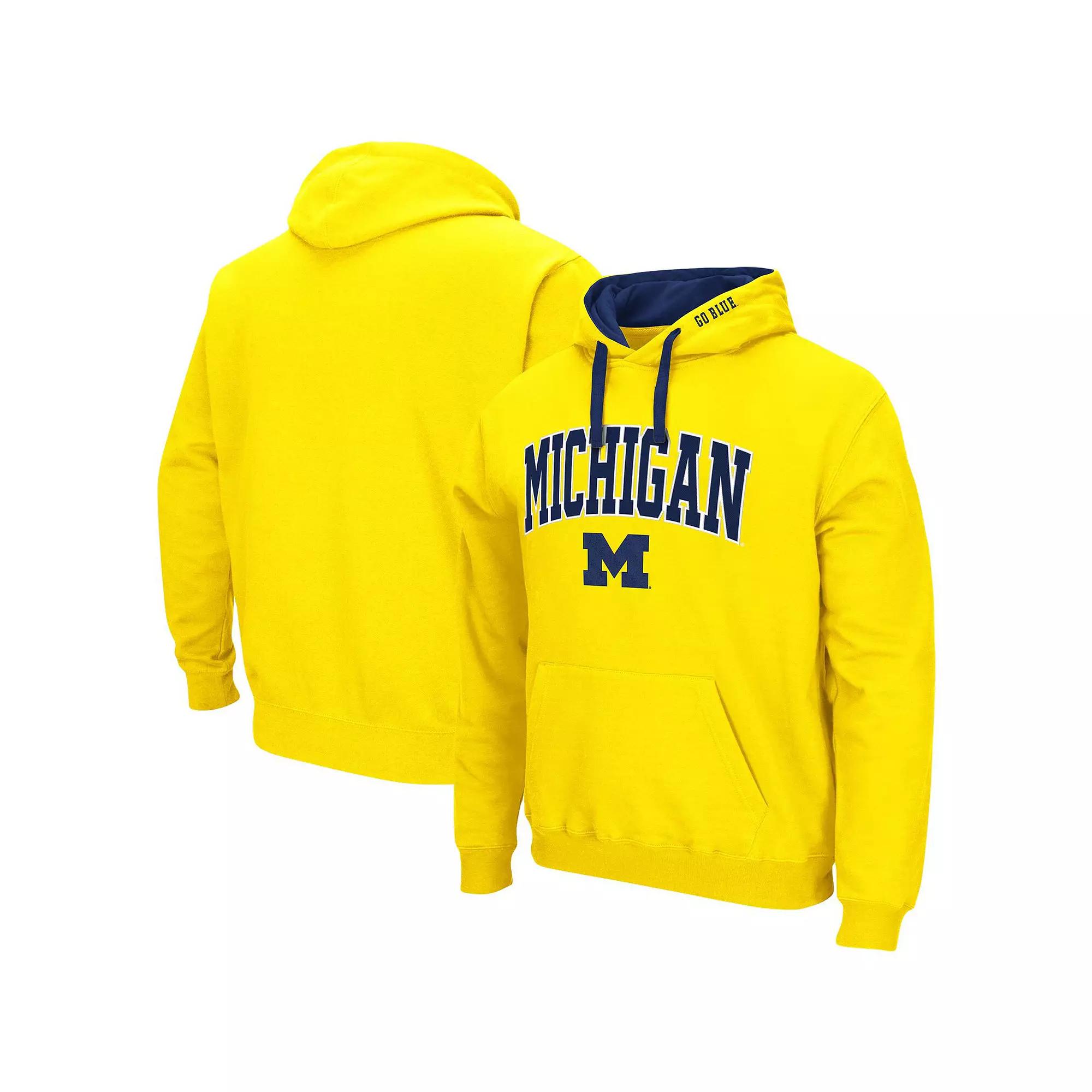 Mens Colosseum Maize Michigan Wolverines Big & Tall Arch & Logo 2.0 Pullover Hoodie Product Image