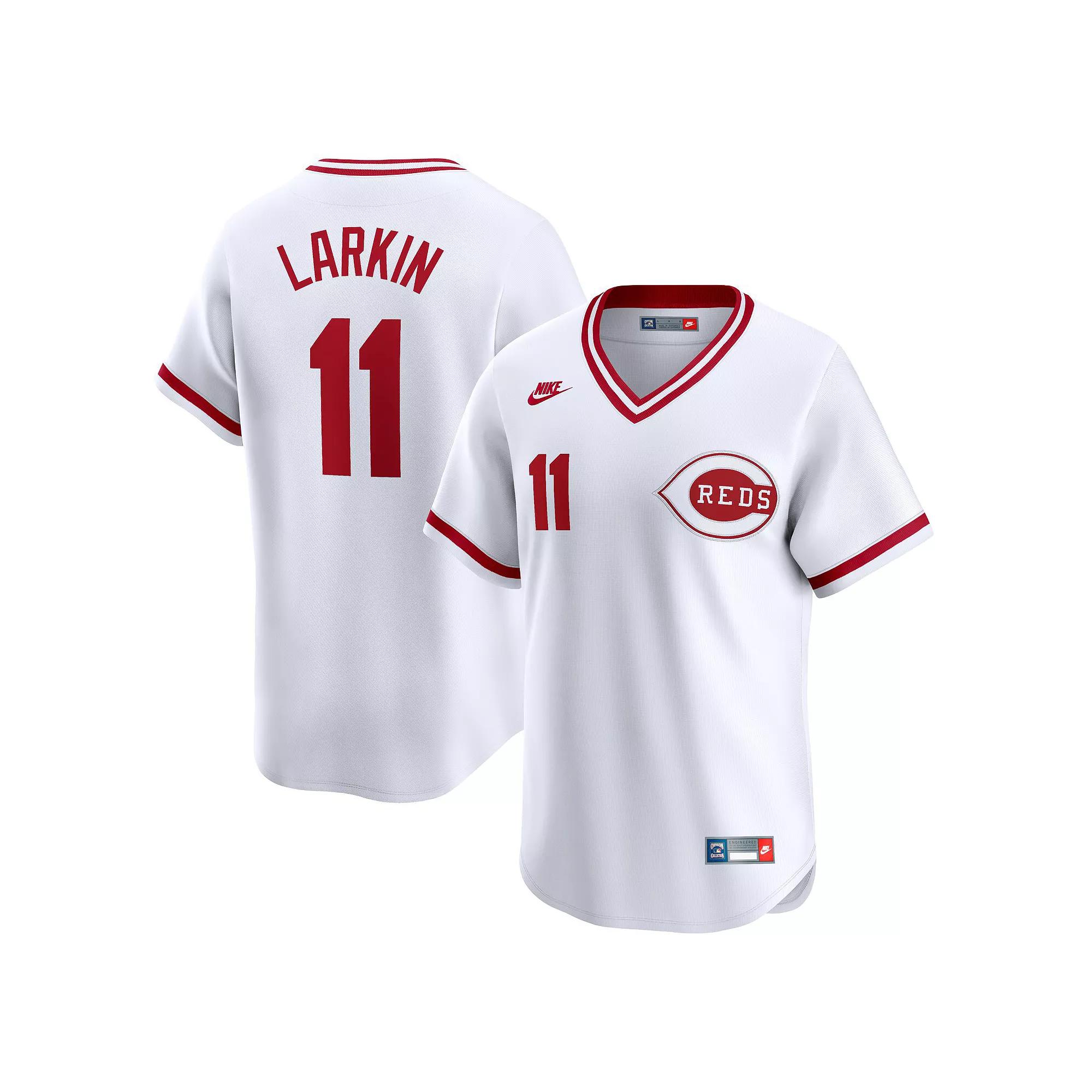 Men's Nike Barry Larkin White Cincinnati Reds Throwback Cooperstown Limited Jersey,  Product Image
