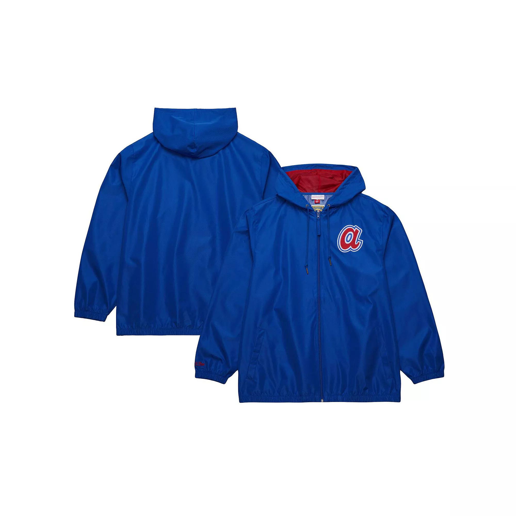 Men's Mitchell & Ness Royal Atlanta Braves Cooperstown Collection Vintage Logo Full-Zip Hoodie Windbreaker Jacket, Size: 3XL, Blue Product Image