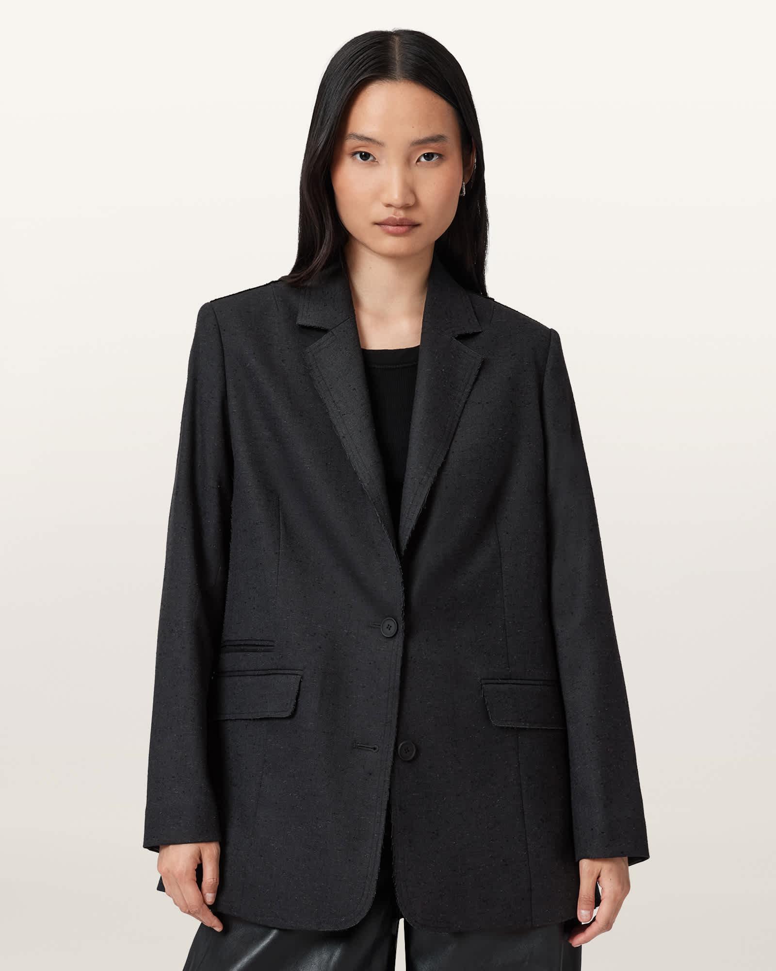 Essie Single Breasted Blazer Gunmetal Grey | ALLSAINTS US Product Image