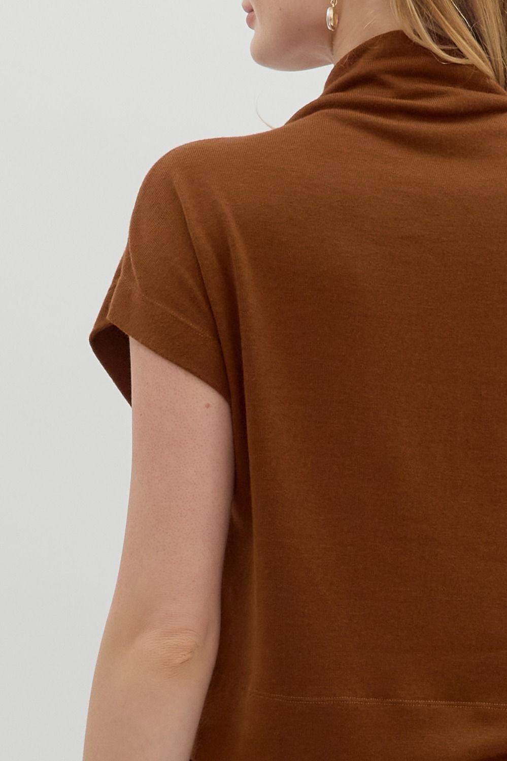 Rust Mock Neck Pullover Product Image