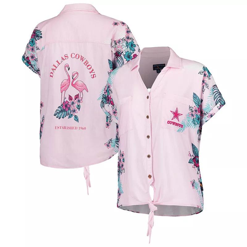 Women's Margaritaville Pink Dallas Cowboys Stadium Tie-Front Button-Up Shirt,  Product Image