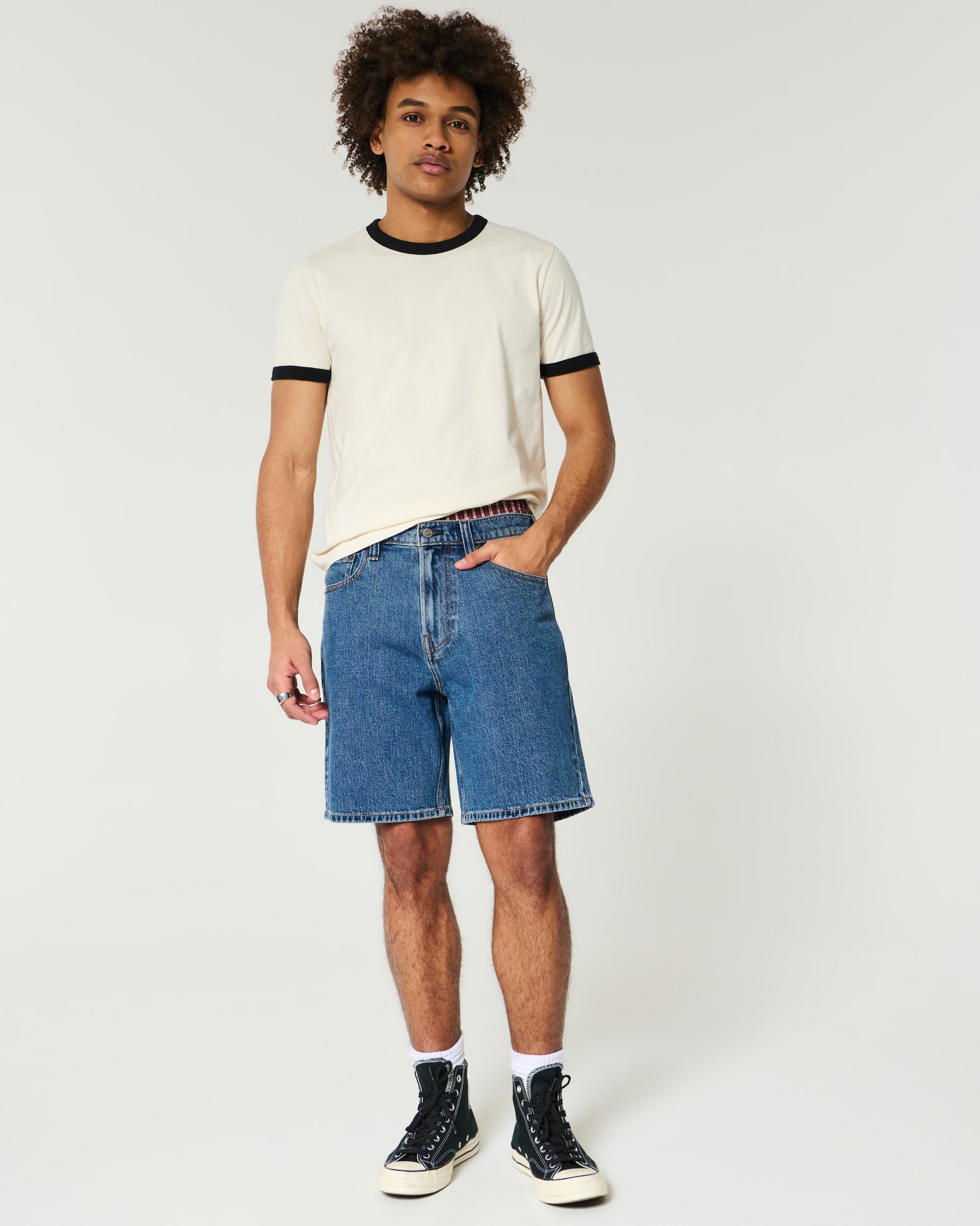 Above-the-Knee Loose Denim Shorts Product Image