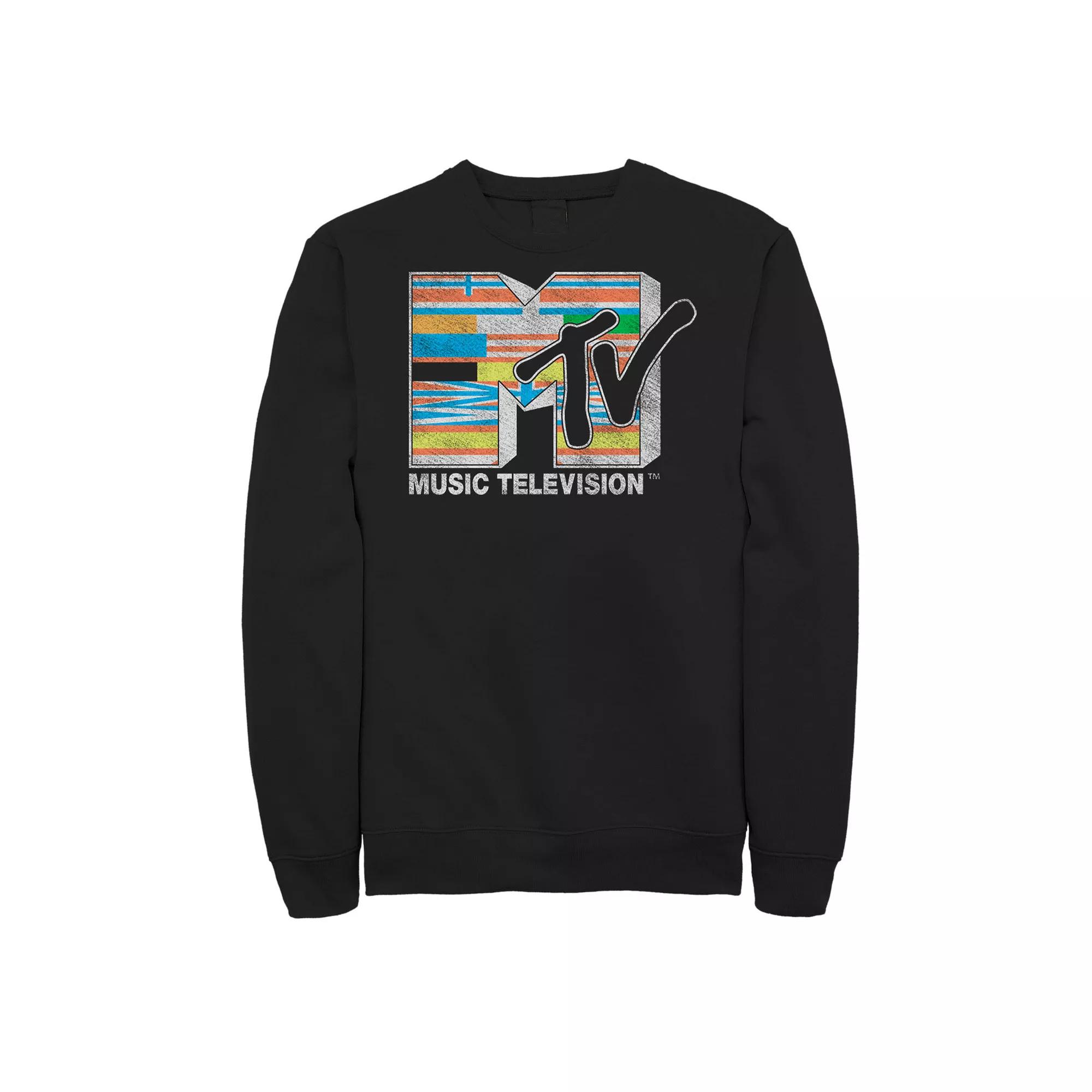 Big & Tall MTV Flag MTVSweatshirt, Men's, Size: XXL Tall, Black Product Image