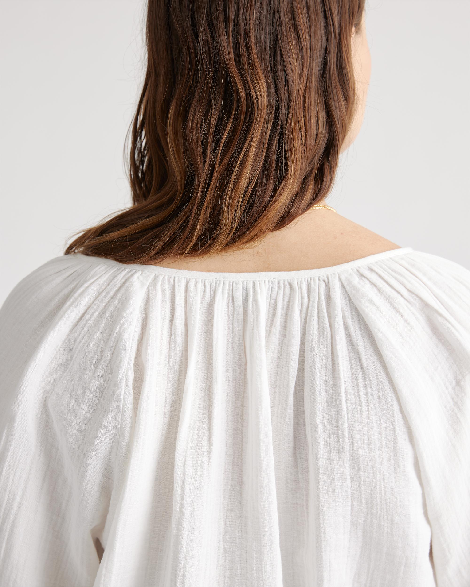 Quince | Women's Gauze Peasant Blouse Organic Cotton Product Image