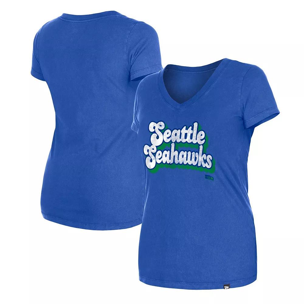 Women's New Era Aqua Miami Dolphins Enzyme Wash Low V-Neck T-Shirt,  Product Image