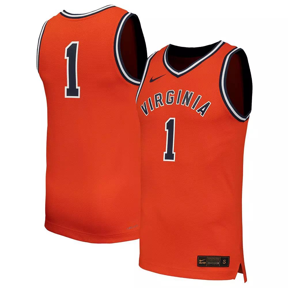 Men's Nike #1 Orange Virginia Cavaliers Throwback Replica Basketball Jersey,  Product Image