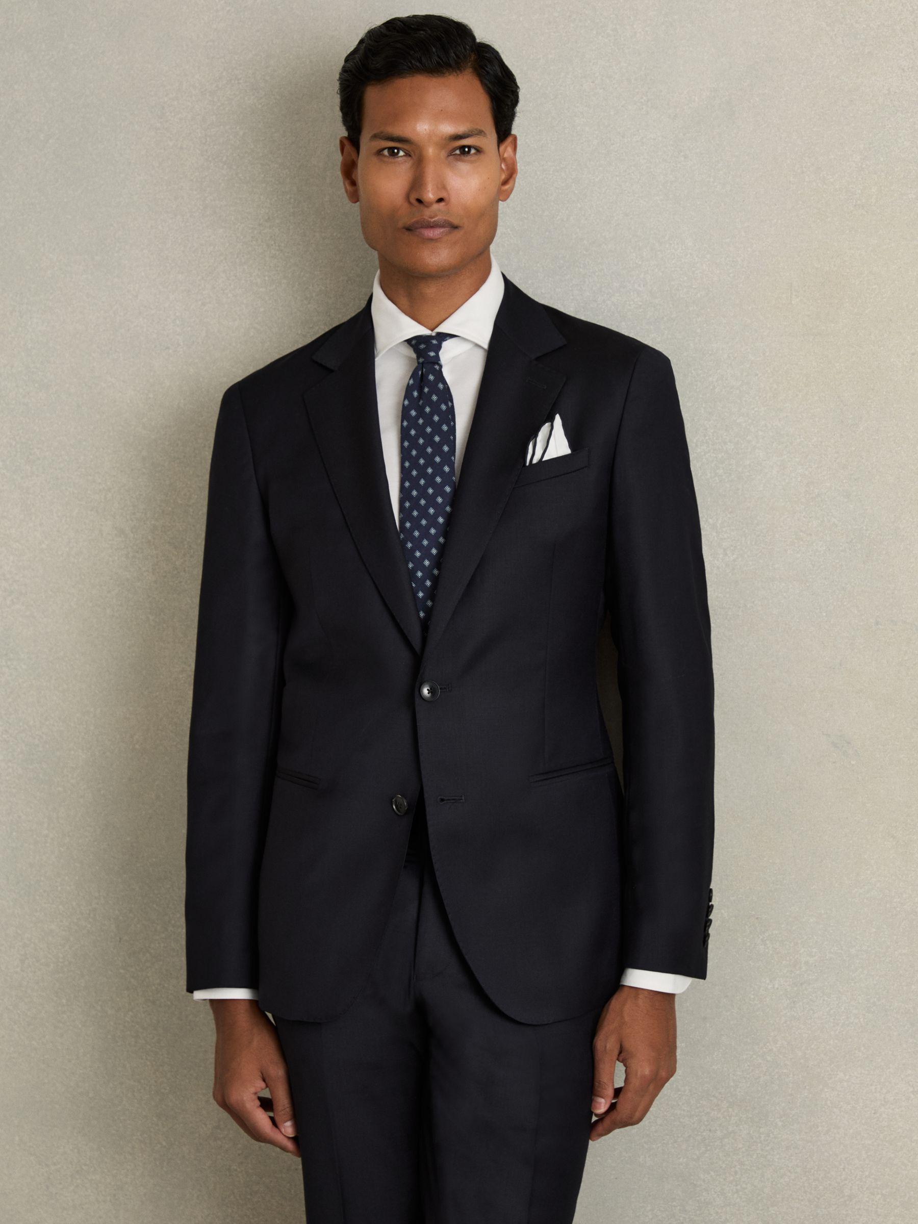 Single Breasted Wool Suit Jacket Slim-Fit in Navy Product Image