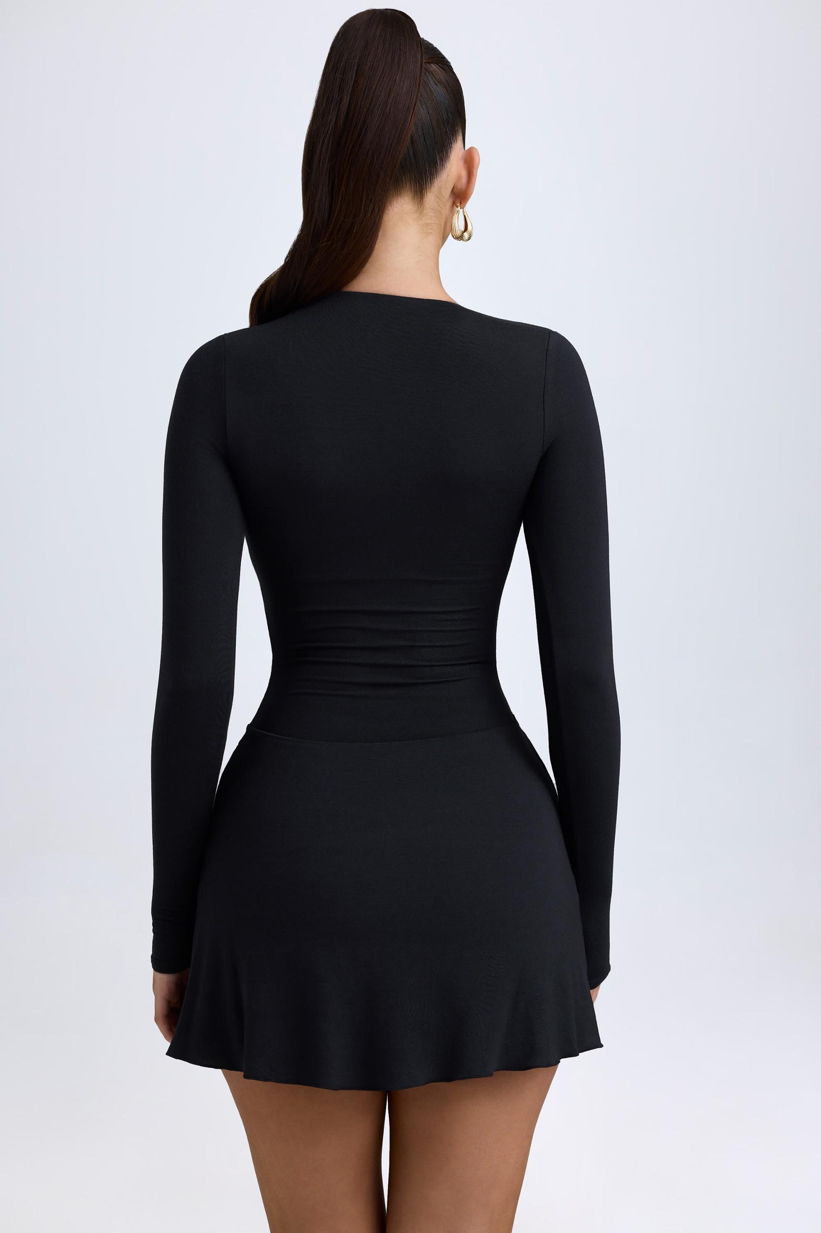 Modal Asymmetric A-Line Mini Dress in Black Product Image