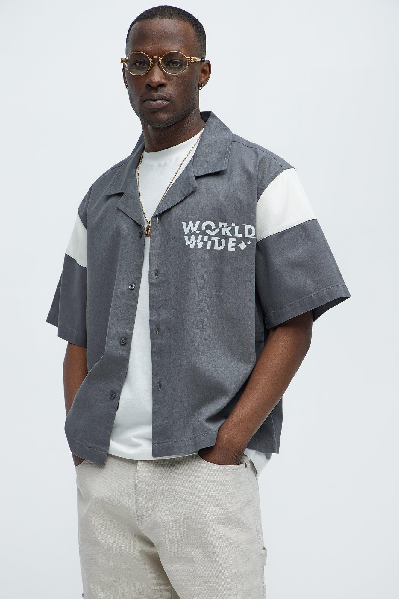 Freedom Graphic Cropped Shirt - Grey Product Image