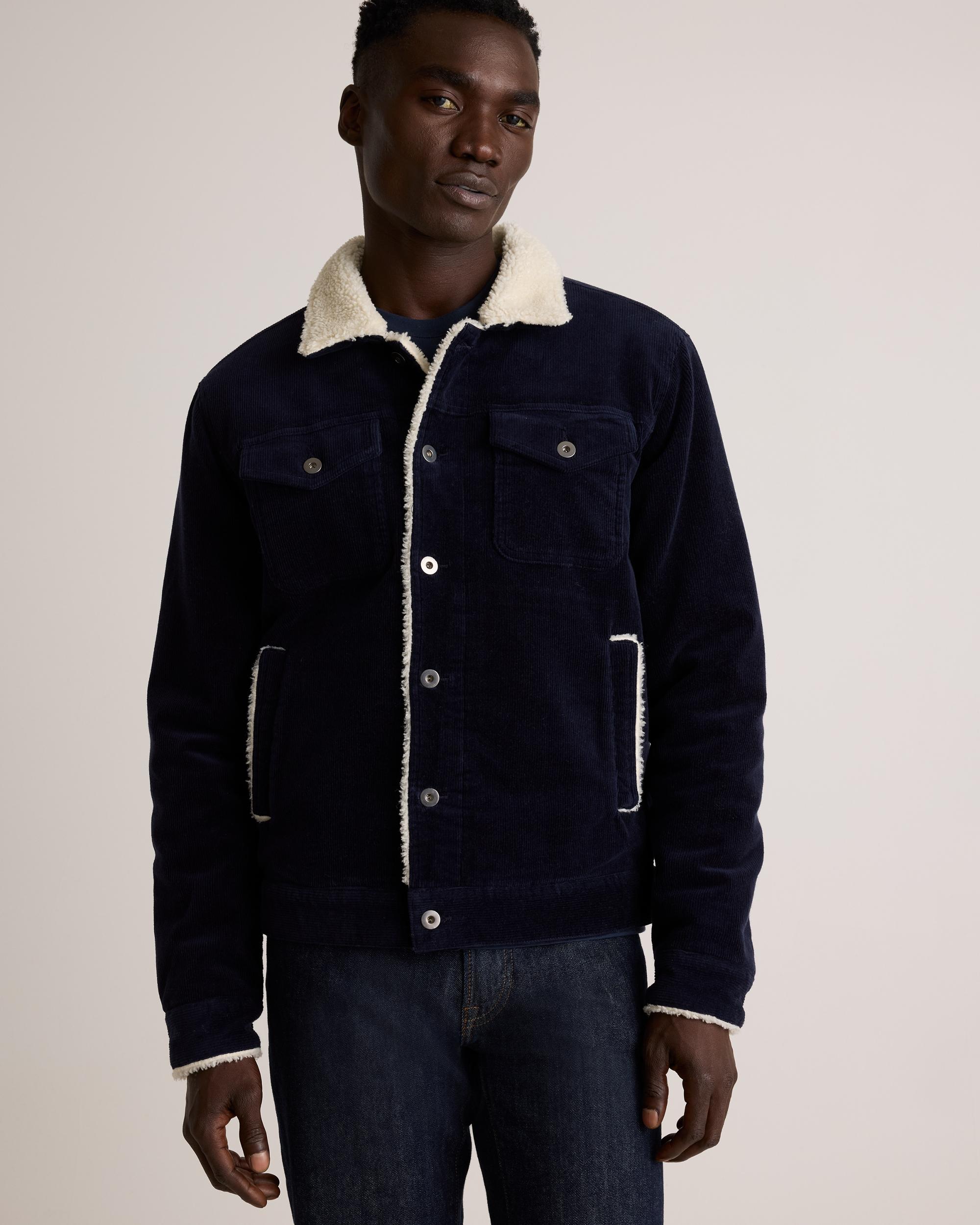 Quince | Men's Organic Stretch Corduroy Sherpa-Lined Trucker Jacket Size XL, 100% Polyester Product Image