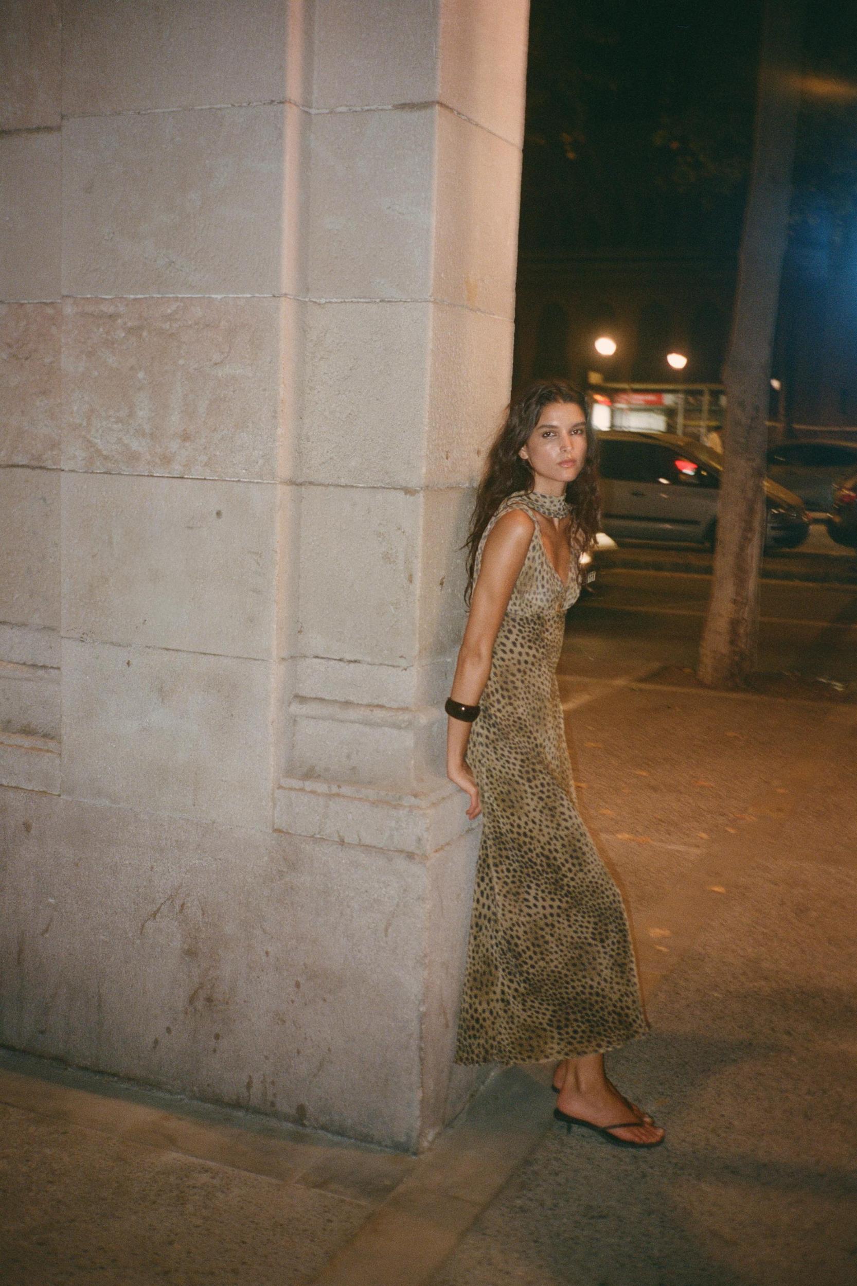 ANIMAL PRINT FOULARD DRESS Product Image