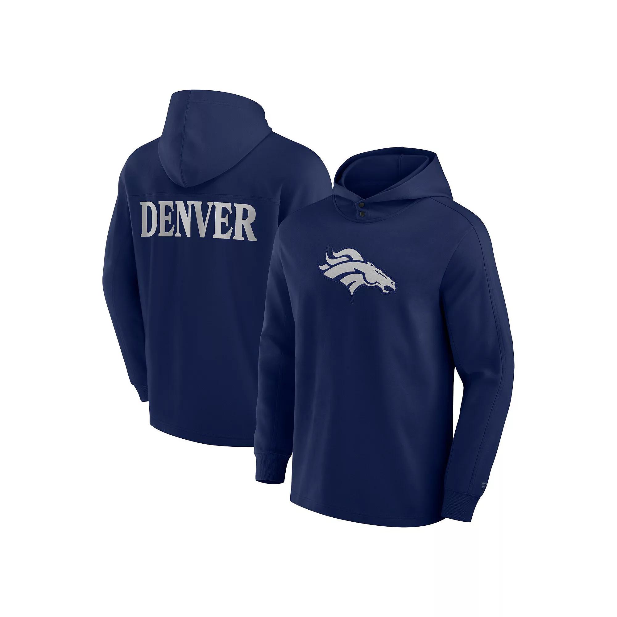 Men's Fanatics Navy Denver Broncos Elements Blaze Tri-Blend Long Sleeve Hoodie T-Shirt, Adult Unisex,  Product Image