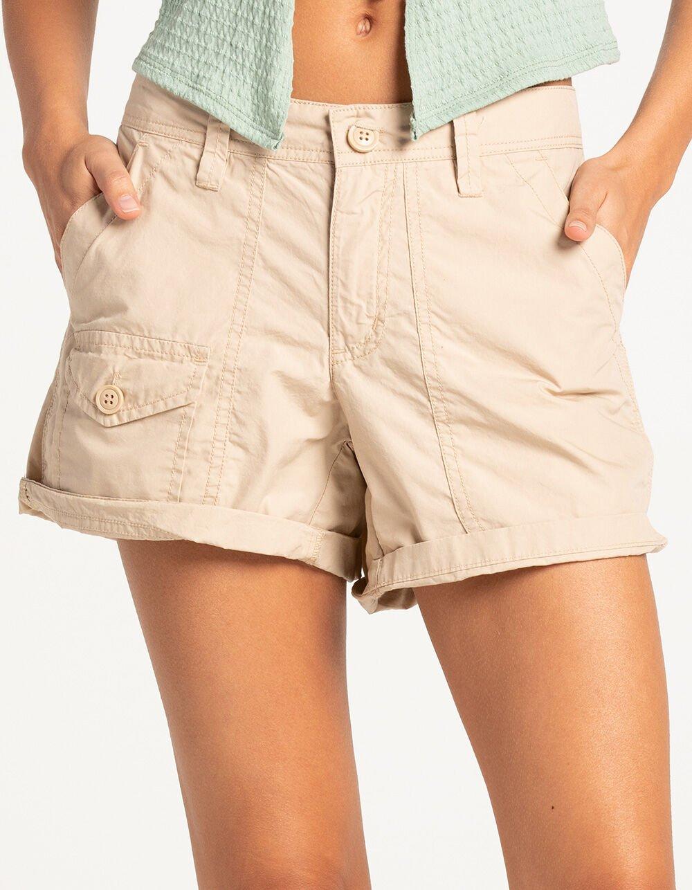 RSQ Low Rise Mid Length Womens Cargo Shorts - KHAKI Product Image