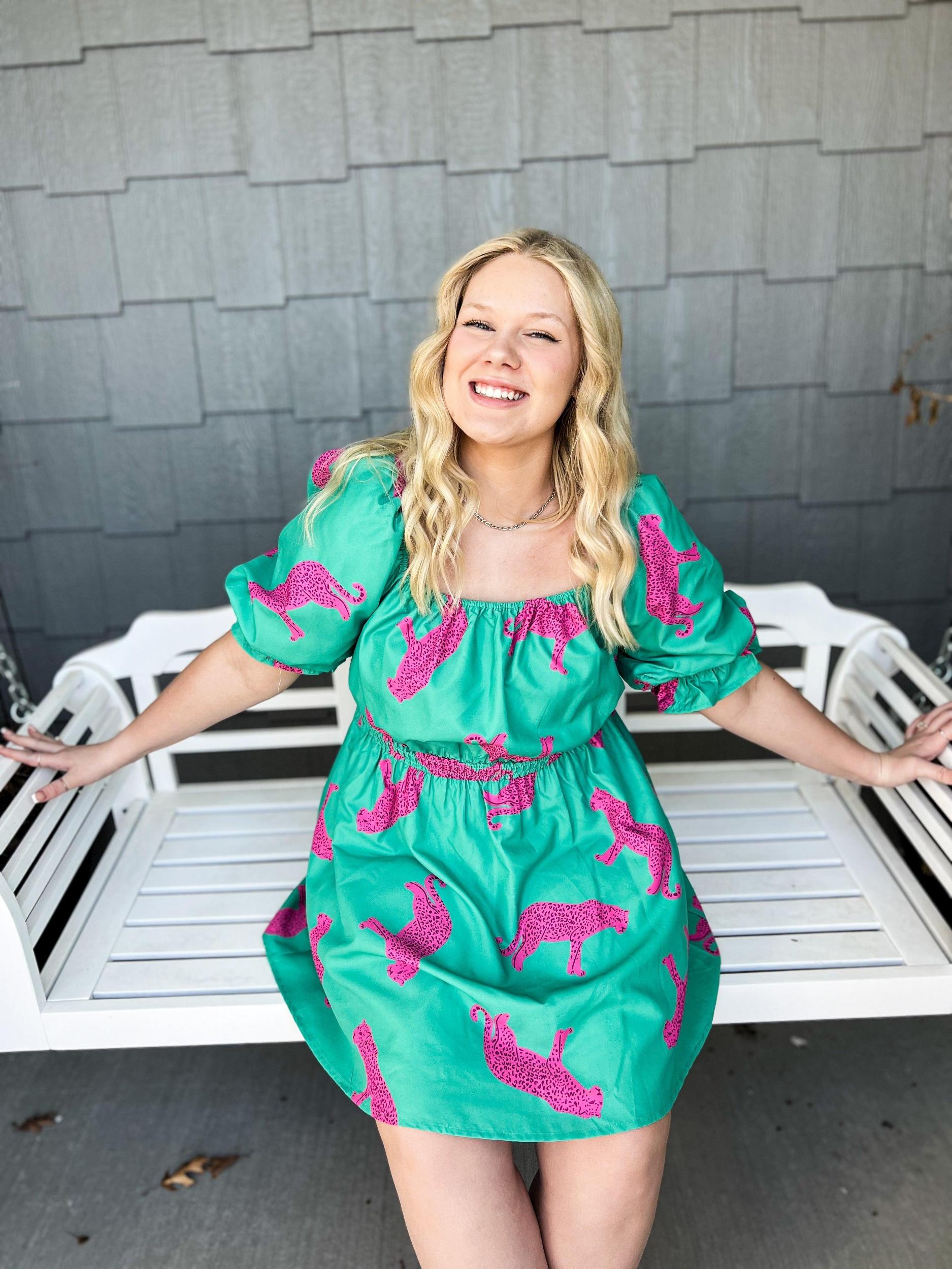 Pink Cheetah Mini Dress Product Image