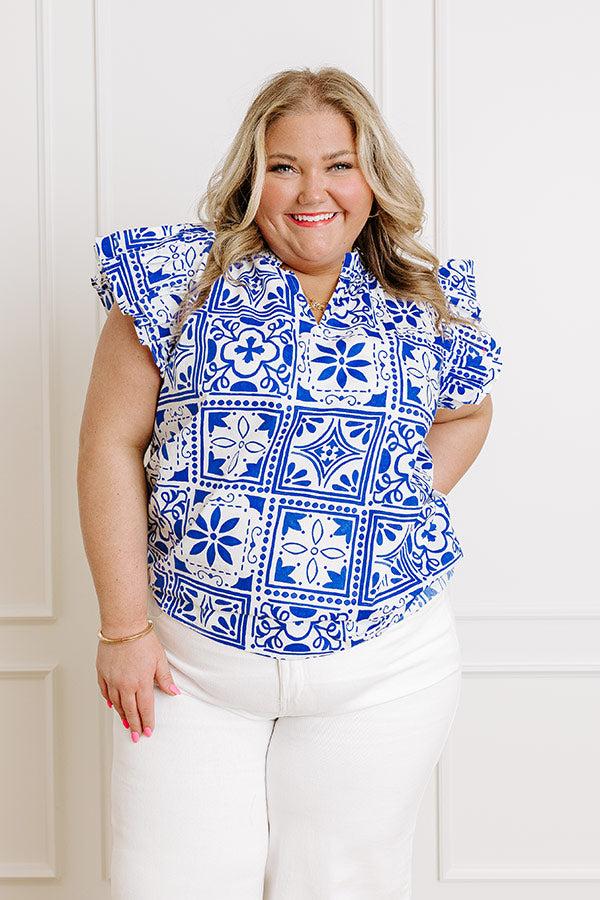 Inspiring Sights Floral Top in Royal Blue Curves Product Image