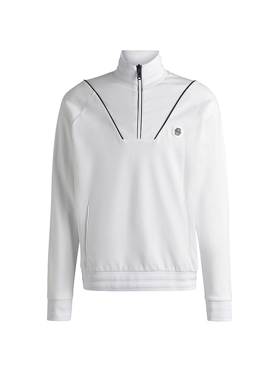 Mens Cotton Zip-Neck Sweatshirt with Double B Monogram Product Image