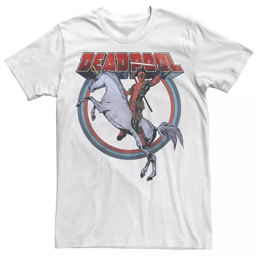 Men's Marvel Deadpool Riding A Unicorn Circle Tee,  Product Image
