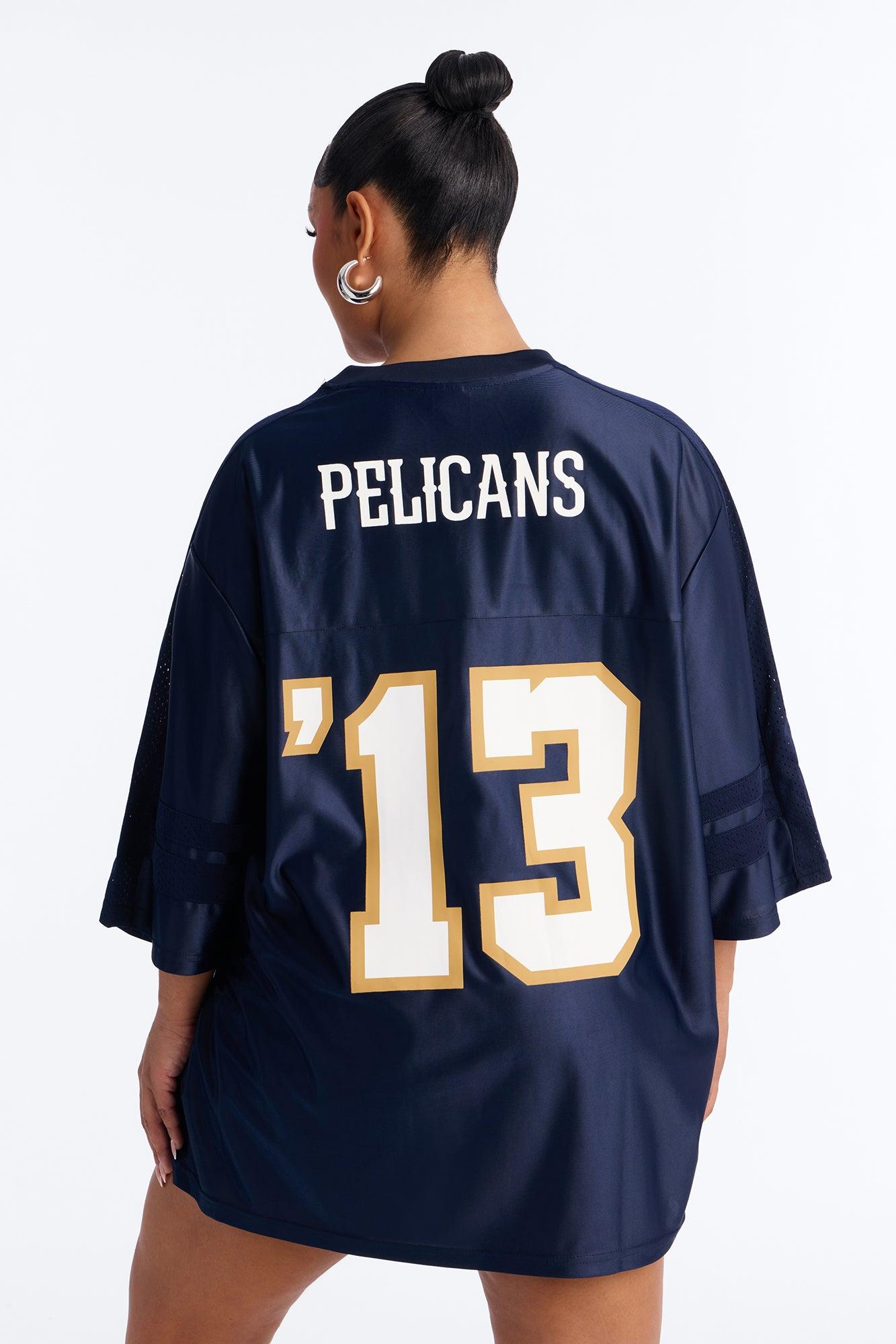 NBA Pelicans Oversized Mesh Tee - Navy Female Product Image