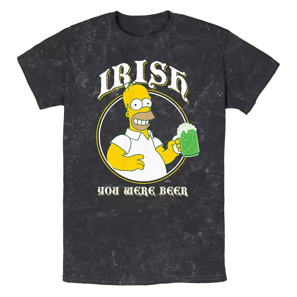 Men's The Simpsons Irish You Were Beer Mineral Wash Graphic Tee,  Product Image