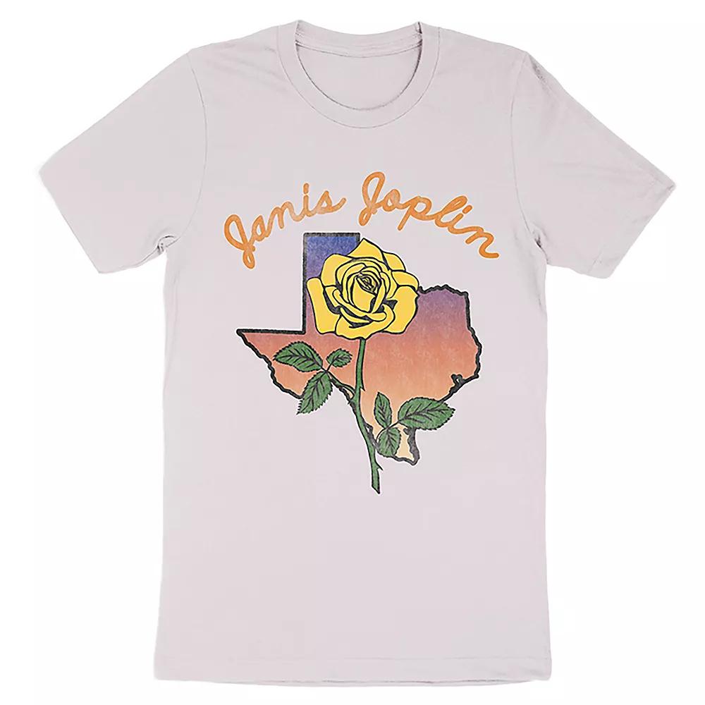 Men's Janis Joplin Texas Yellow Rose Tee, Size: Medium, Gray Product Image