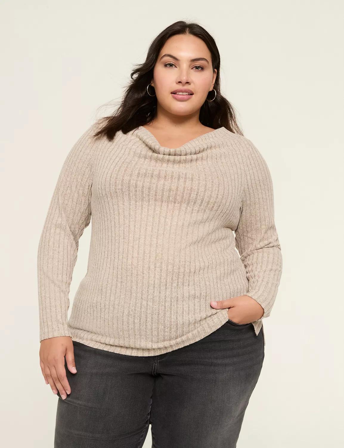 Ribbed Hacci Cowl-Neck Top Product Image