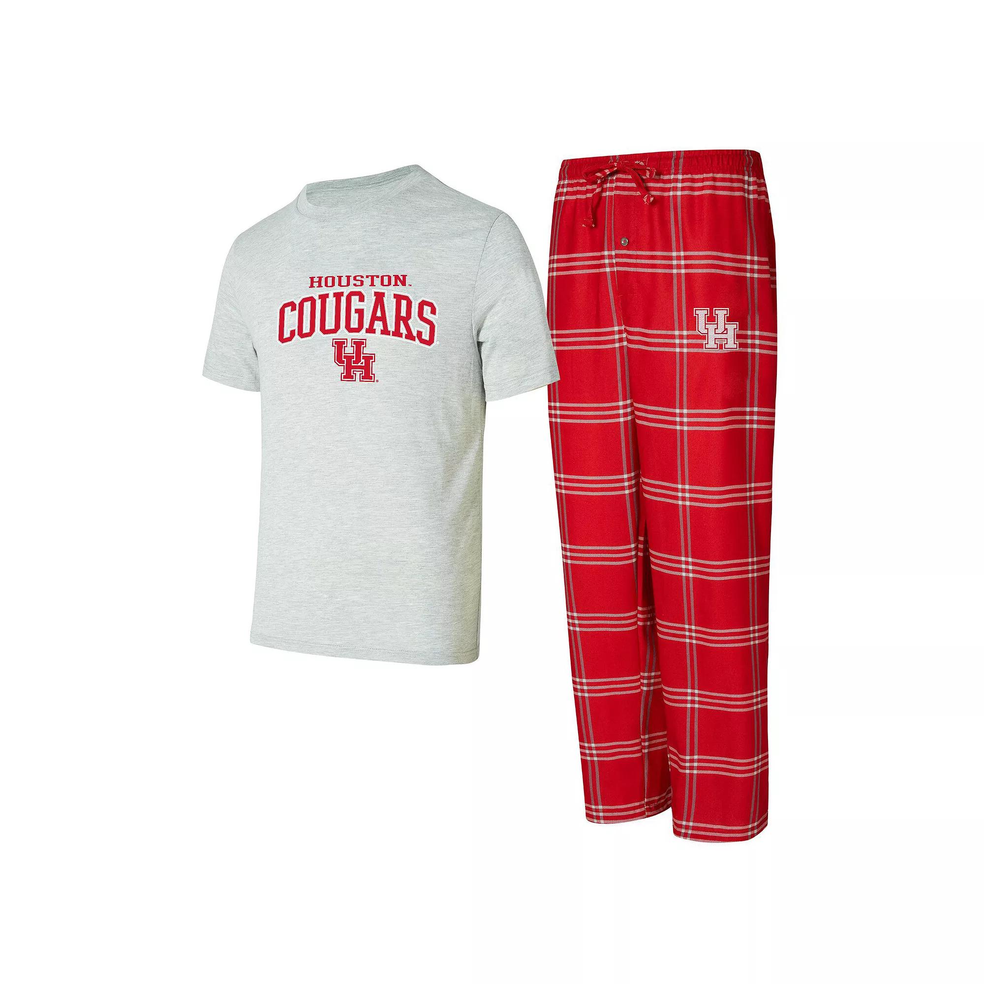 Men's Concepts Sport Red/Gray Houston Cougars T-Shirt & Pants Sleep Set, Size: Large, Hou Red Product Image