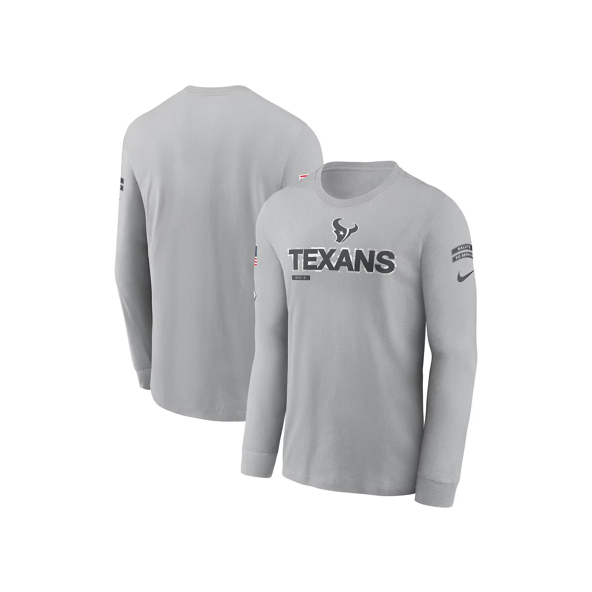 Men's Nike Gray Houston Texans 2024 Salute To Service Long Sleeve T-Shirt,  Product Image