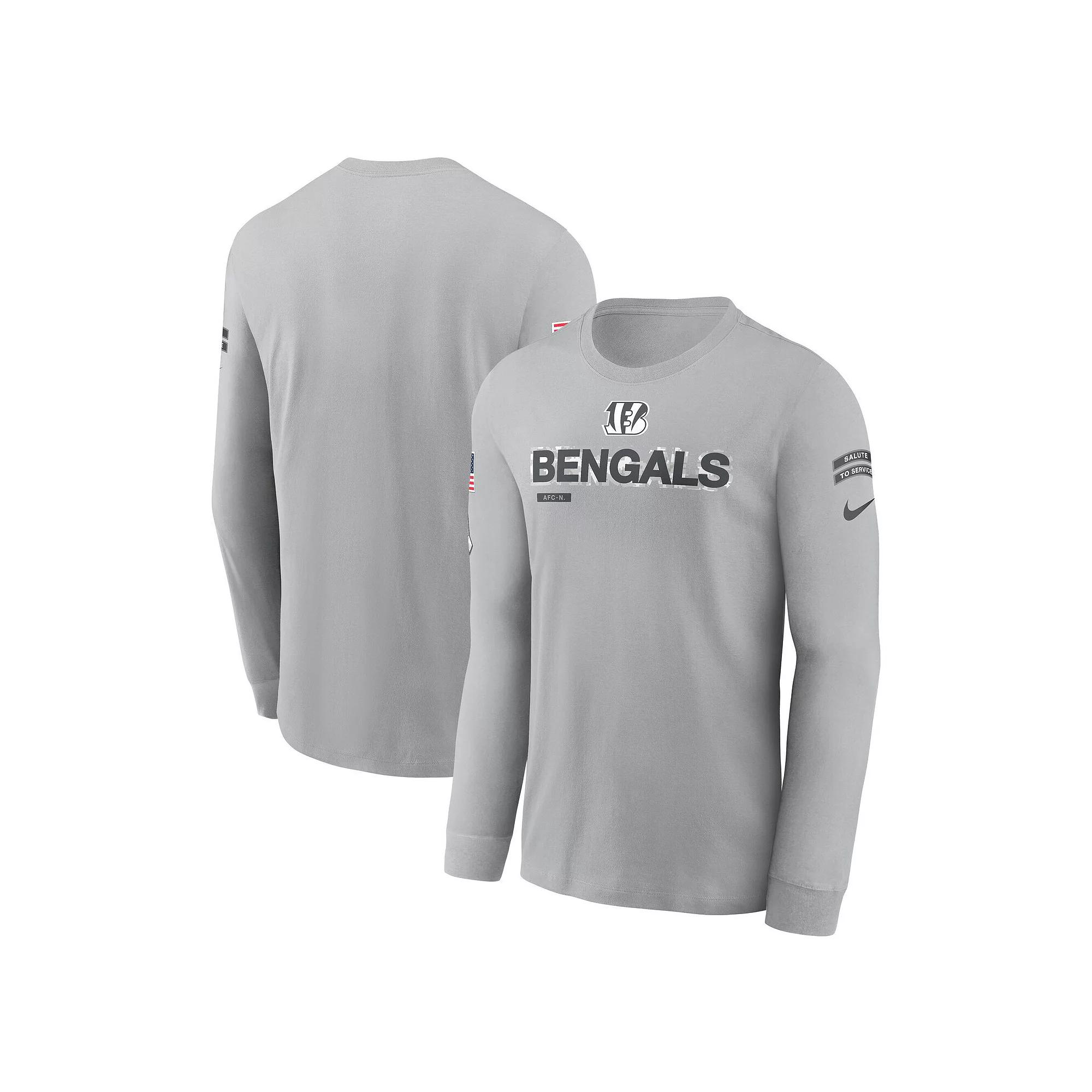 Men's Nike Gray Cincinnati Bengals 2024 Salute To Service Long Sleeve T-Shirt, Size: Small, Grey Product Image